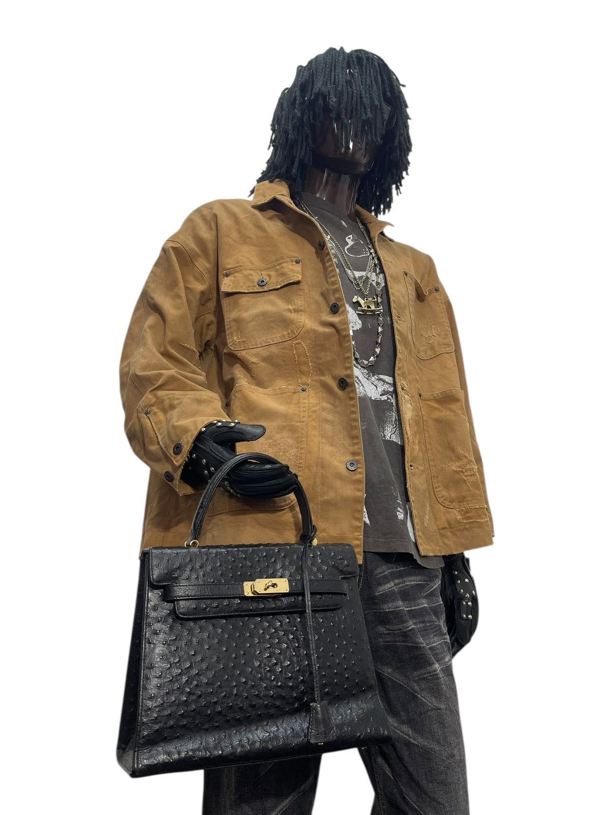 If Six Was Nine Kelly Bag Vtg Des Rossa Ostritch Leather Hermes margiela Size ONE SIZE - 4 Thumbnail