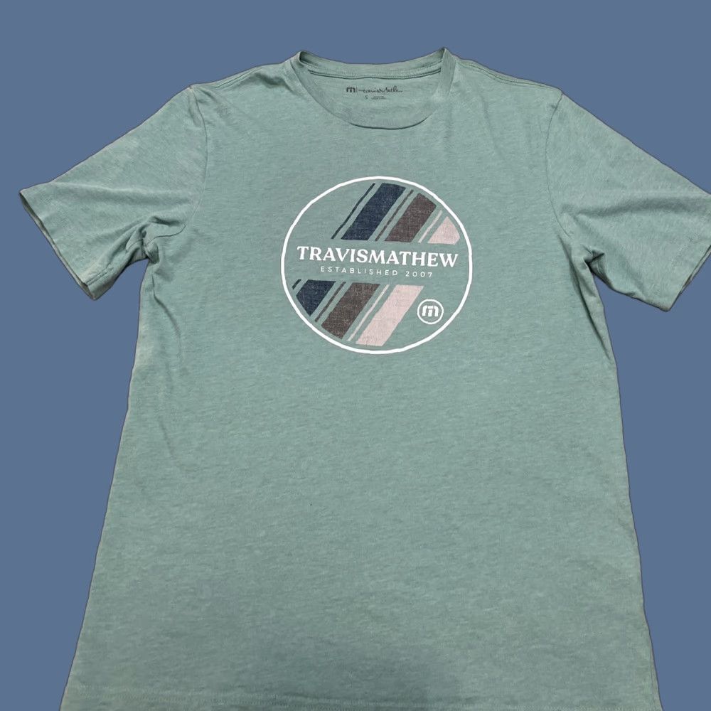 TravisMathew Travis Mathew T-Shirt Mens Circle Graphic Short Sleeve Crew Neck Green S Size US S / EU 44-46 / 1 - 1 Thumbnail
