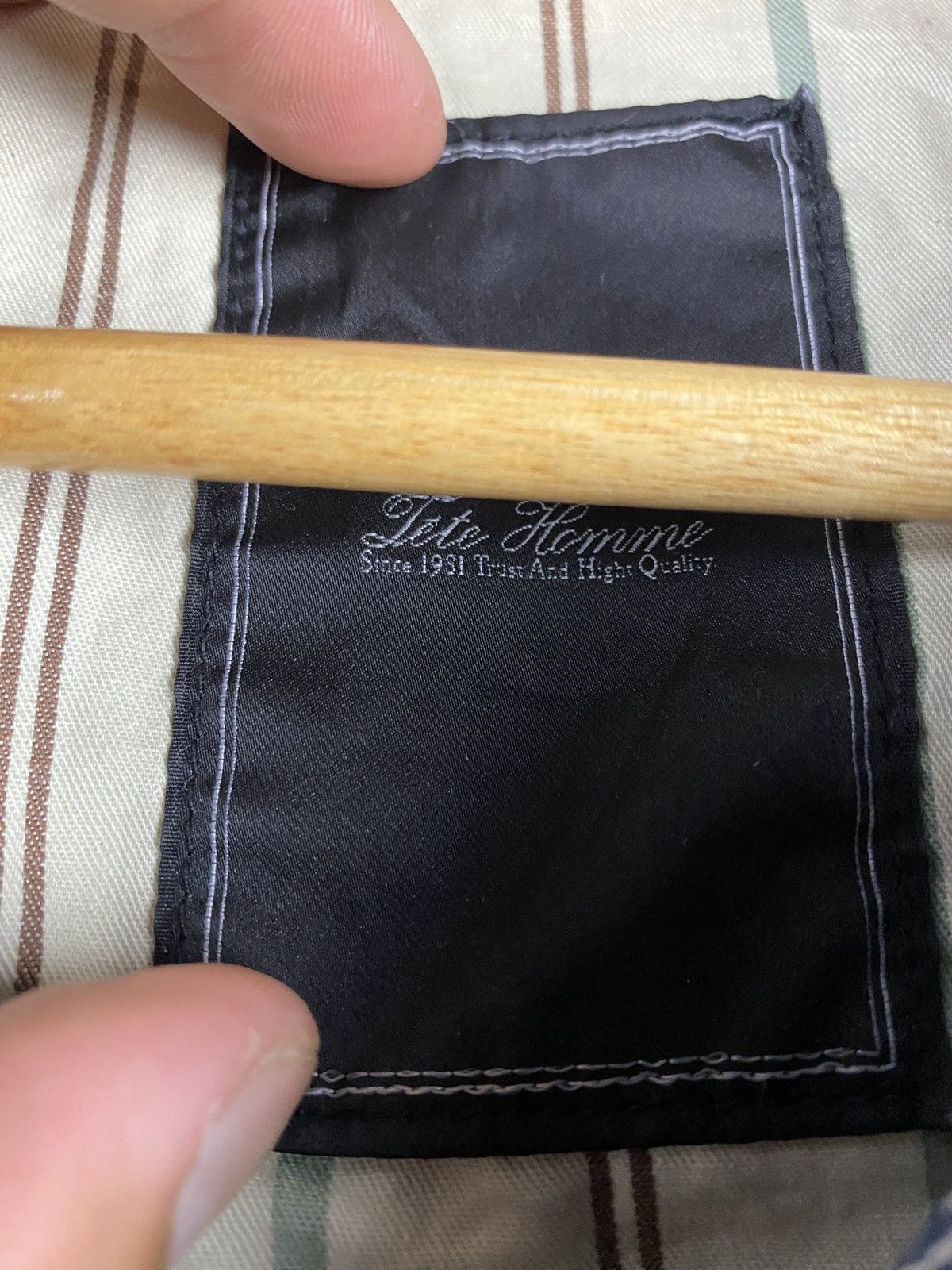 Issey Miyake Vintage Tete Homme Blue and White Striped Denim Jacket Size US M / EU 48-50 / 2 - 5 Thumbnail