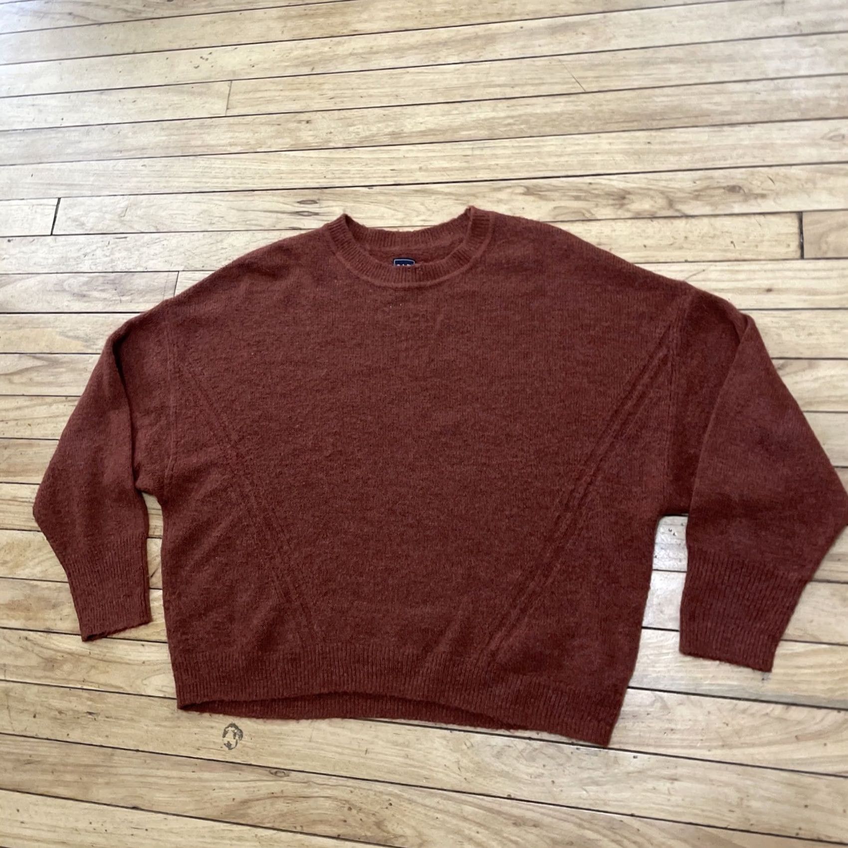 Gap Gap Crop Sweater Wool Alpaca L Burnt Orange Brown Mock Oversize Western Knit 44" (L) Womens Pullover Size L / US 10 / IT 46 - 3 Thumbnail