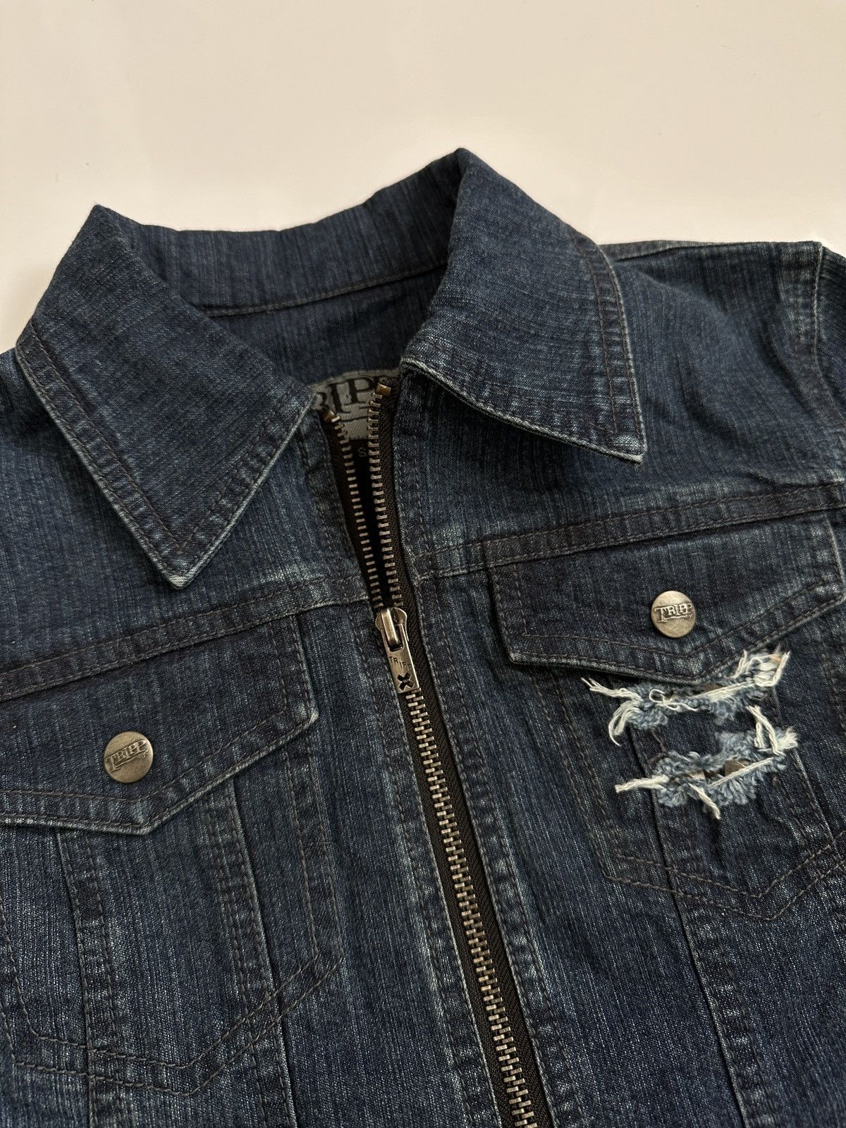 Japanese Brand Vintage Tripp Nyc Zipped-up Denim Jacket Top Size S / US 4 / IT 40 - 6 Thumbnail
