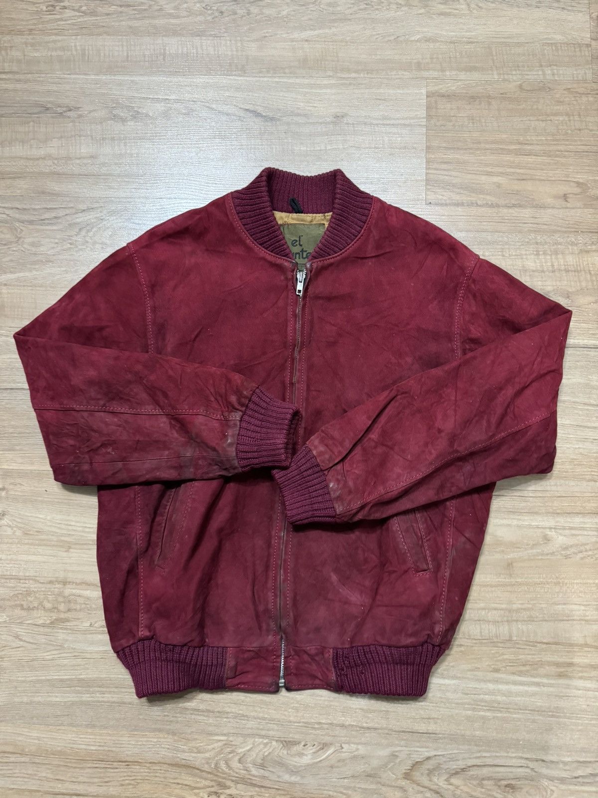 image of Vintage Suede Leather Jacket in Red, Men's (Size Medium)