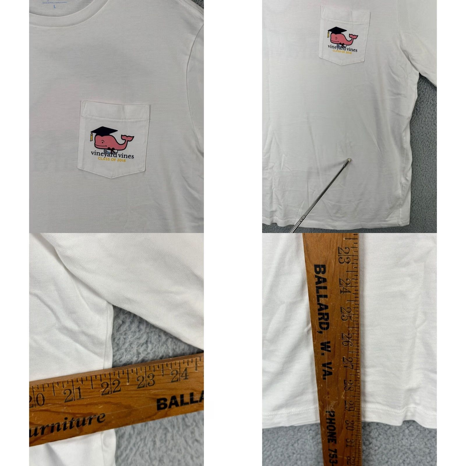 Vineyard Vines Vineyard Vines Shirt Adult Large White Class Of 2018 Long Sleeve Graphic Tee Men Size US L / EU 52-54 / 3 - 8 Thumbnail