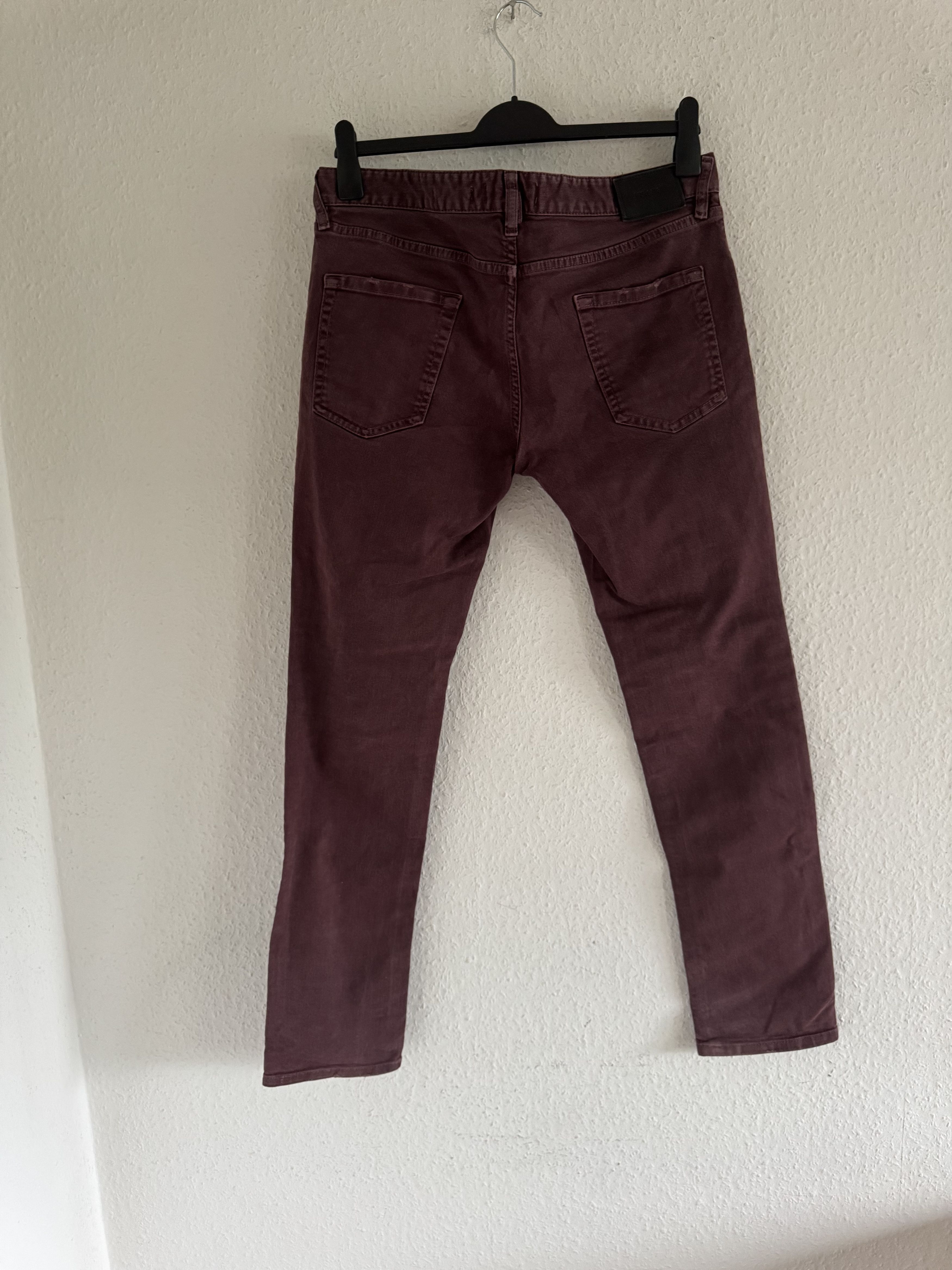Just Cavalli Burgundy Distressed Slim Jeans Size US 33 - 10 Thumbnail