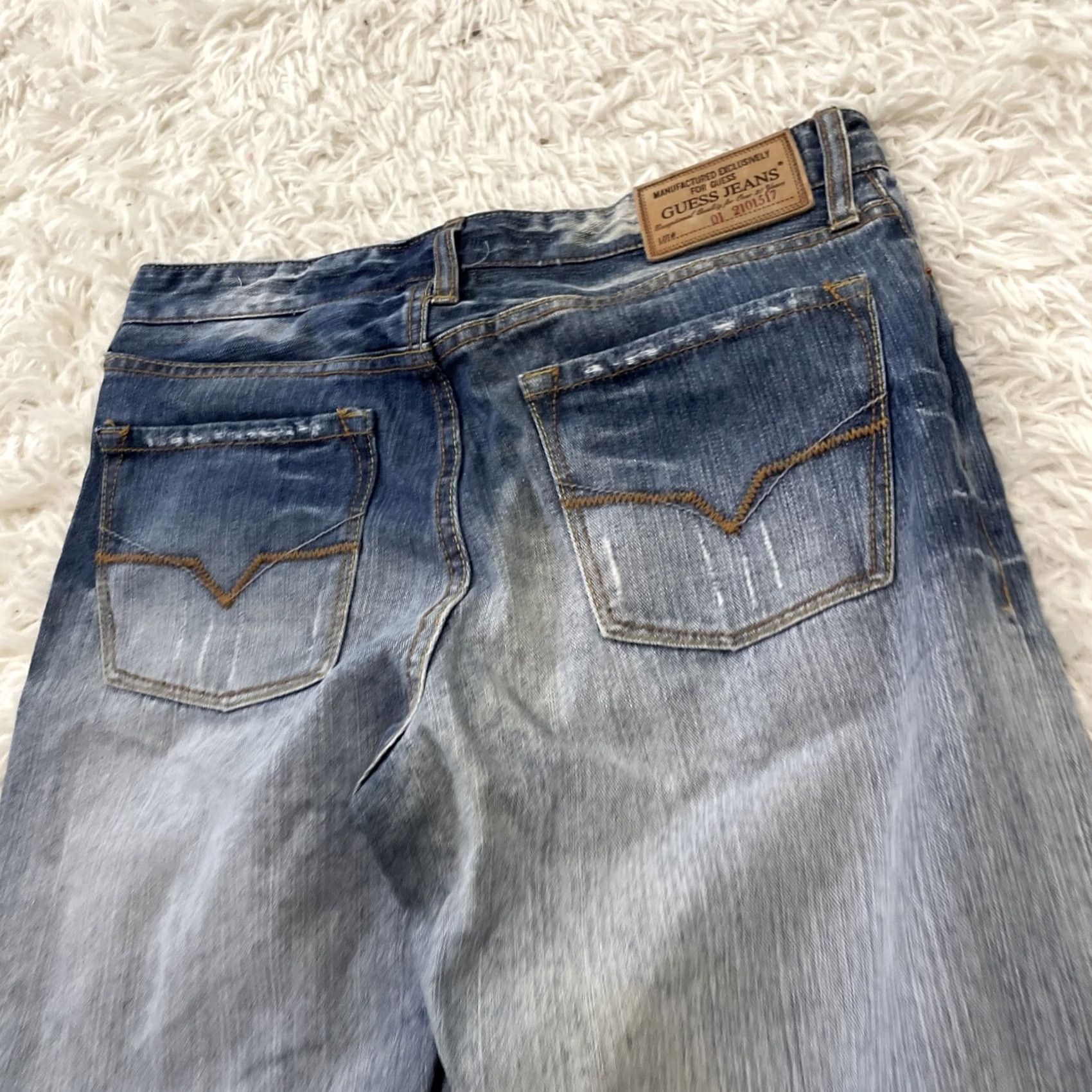 Guess VINTAGE GUESS JEANS Women 16 Ramie Y2k Streetwear Straight Wide Blue Grunge 90s WorkFade Jeans Mens Women Girls Size 38" / US 16 / IT 52 - 4 Thumbnail