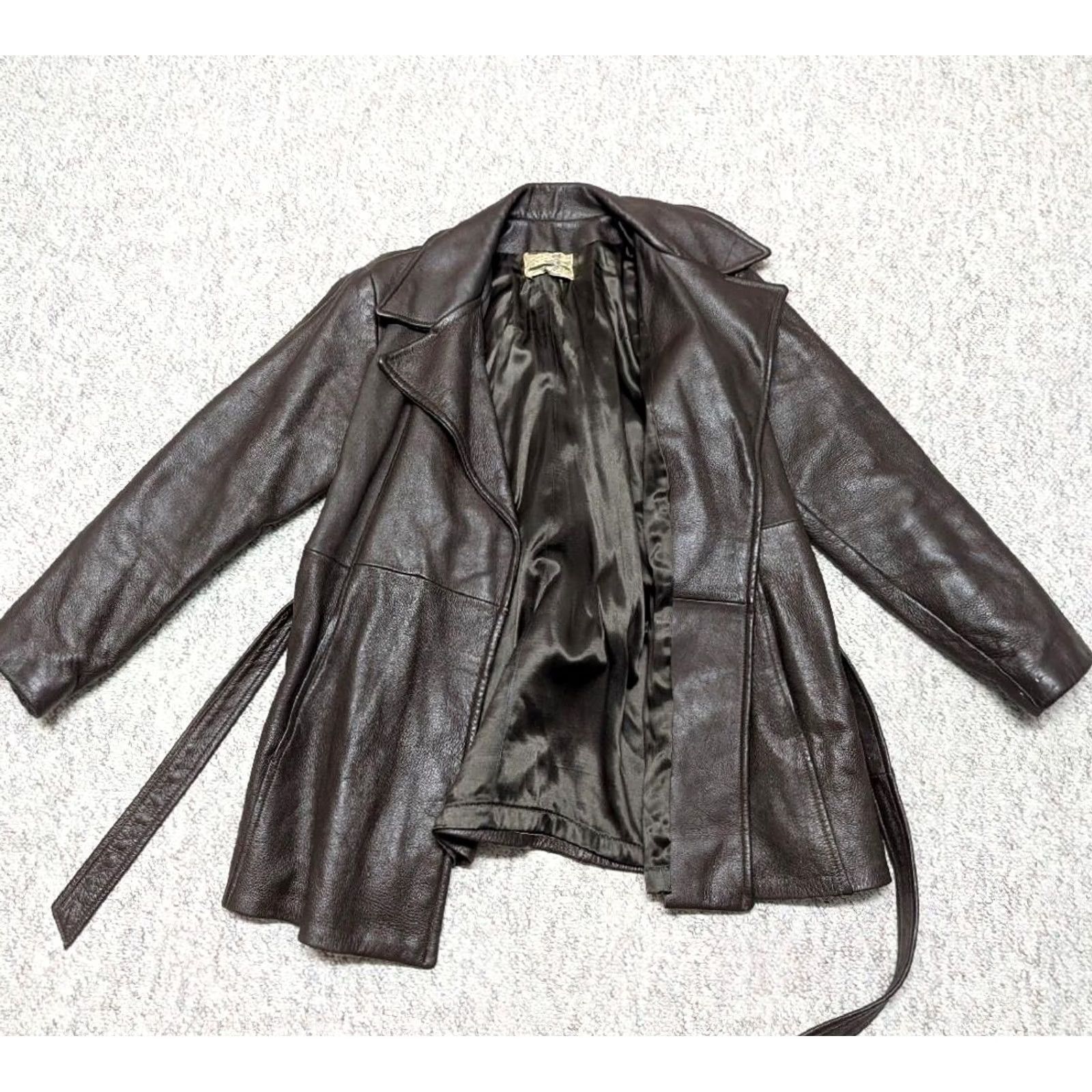 Doublet VINTAGE deerskin coat jacket 36-38 XS brown deerskin leather blazer belt double breasted Size 34R - 3 Thumbnail