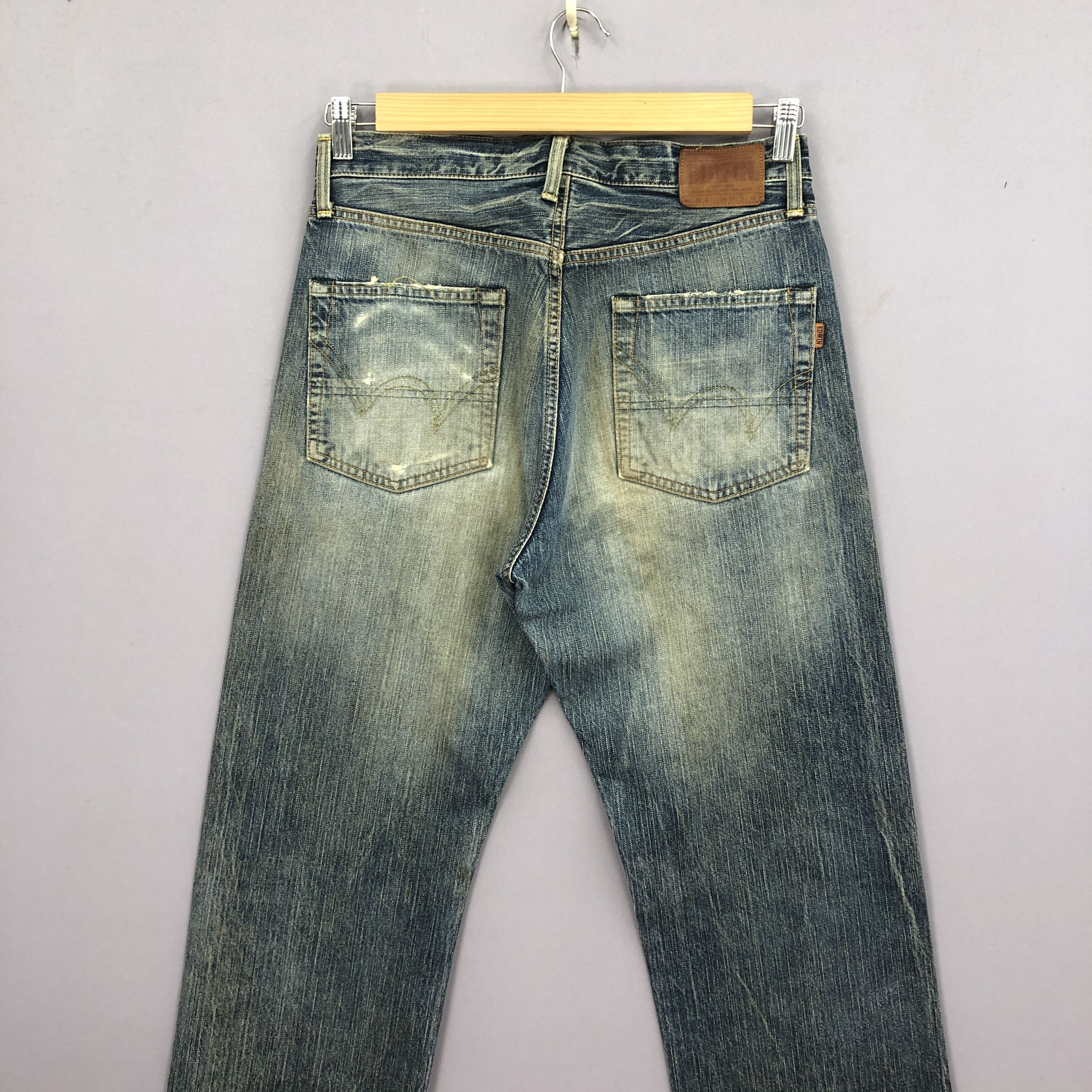 Japanese Brand Vintage 90s Edwin 505z Selvedge Mud Wash Jeans Redline Denim Size US 30 / EU 46 - 4 Thumbnail