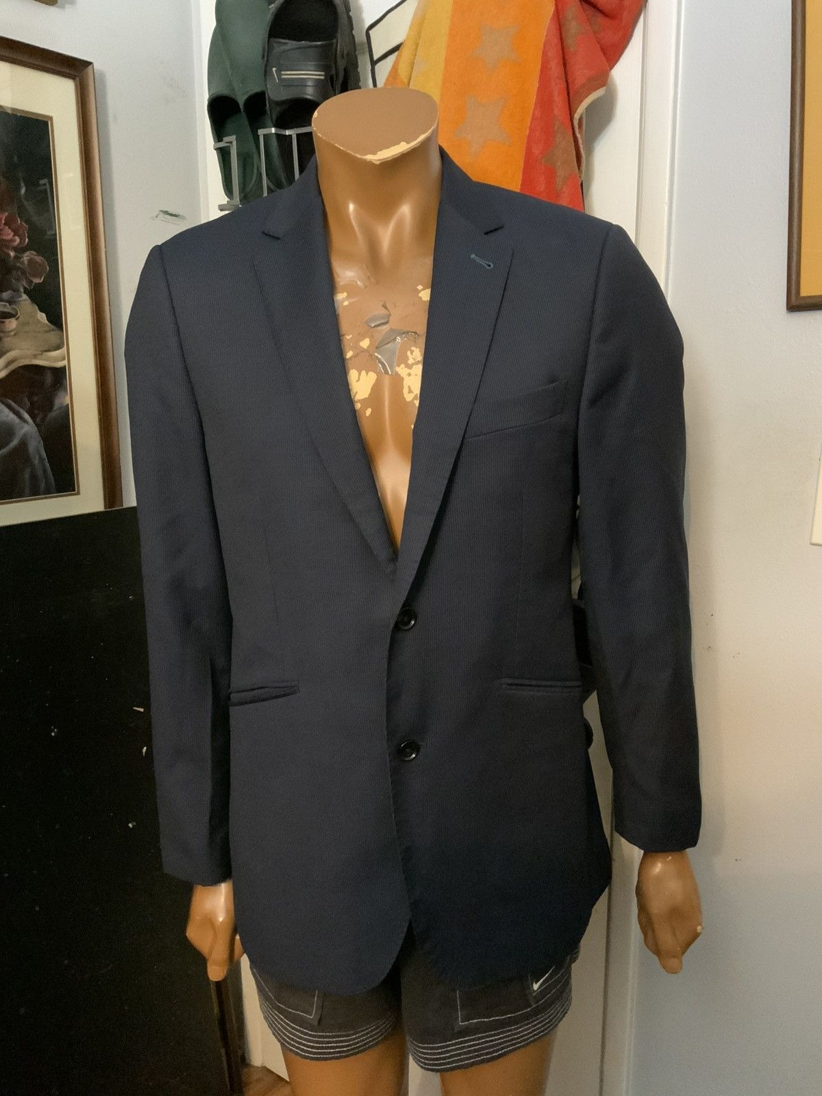Indochino Indochino Navy Striped Wool Tuxedo Sportscoat Blazer Jacket Size US S / EU 44-46 / 1 - 11 Thumbnail