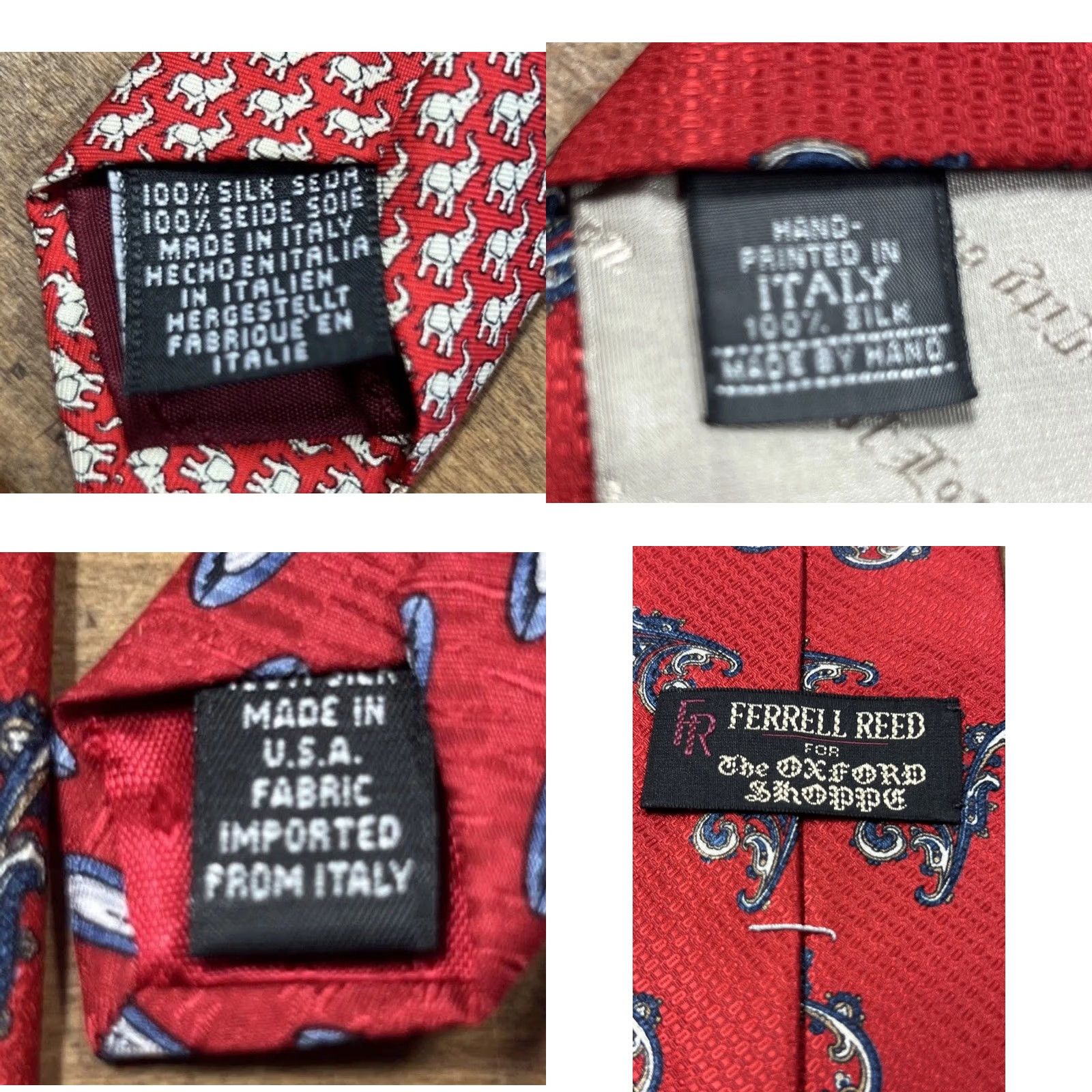 Vintage Men’s Silk Ties Red Patterned Lot Of 3 Italy USA 100% Silk Tie Set Accessories Variety Pattern Classic Mens Size ONE SIZE - 8 Thumbnail