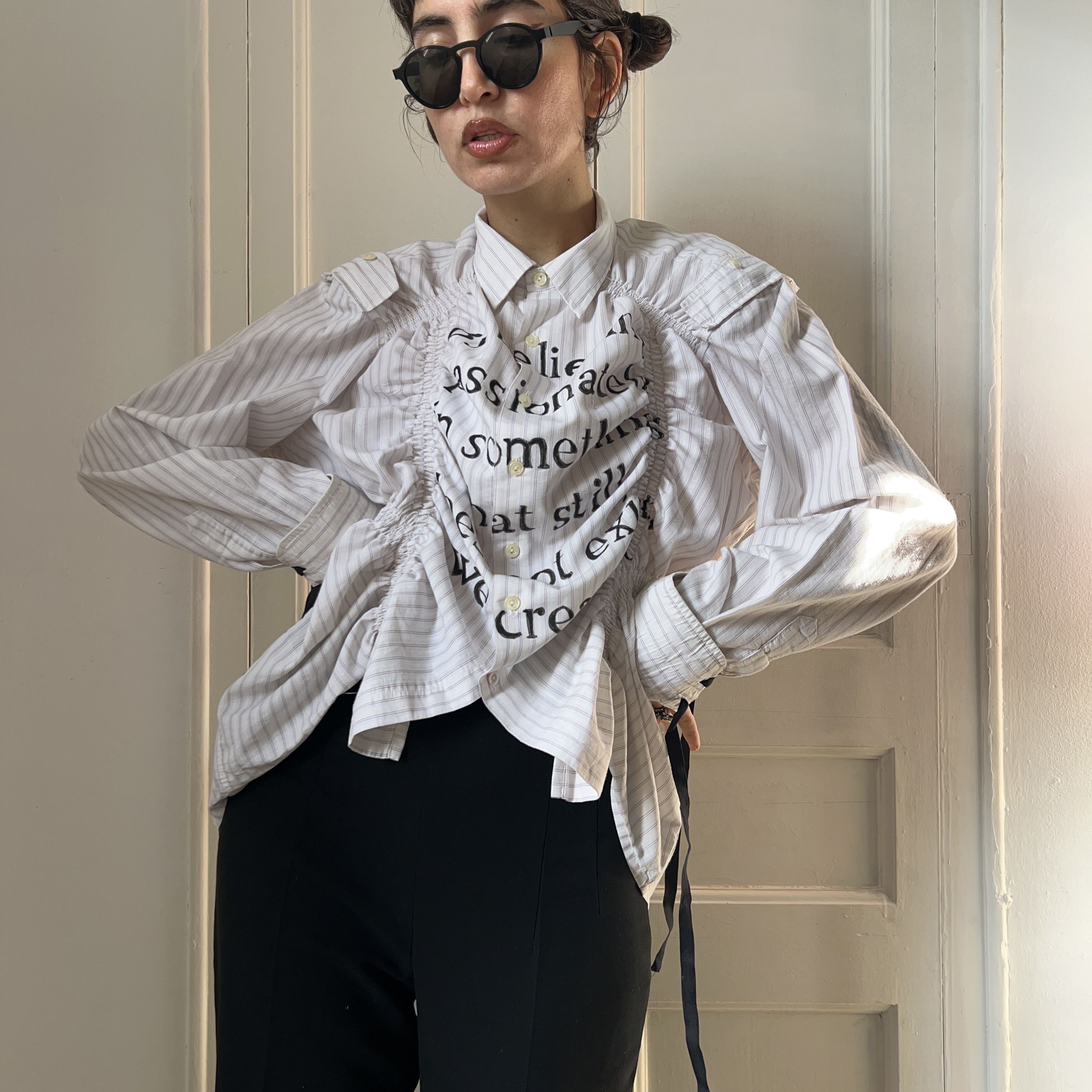 Custommade Upcycled Kafka Quote Button Up Size M / US 6-8 / IT 42-44 - 8 Thumbnail