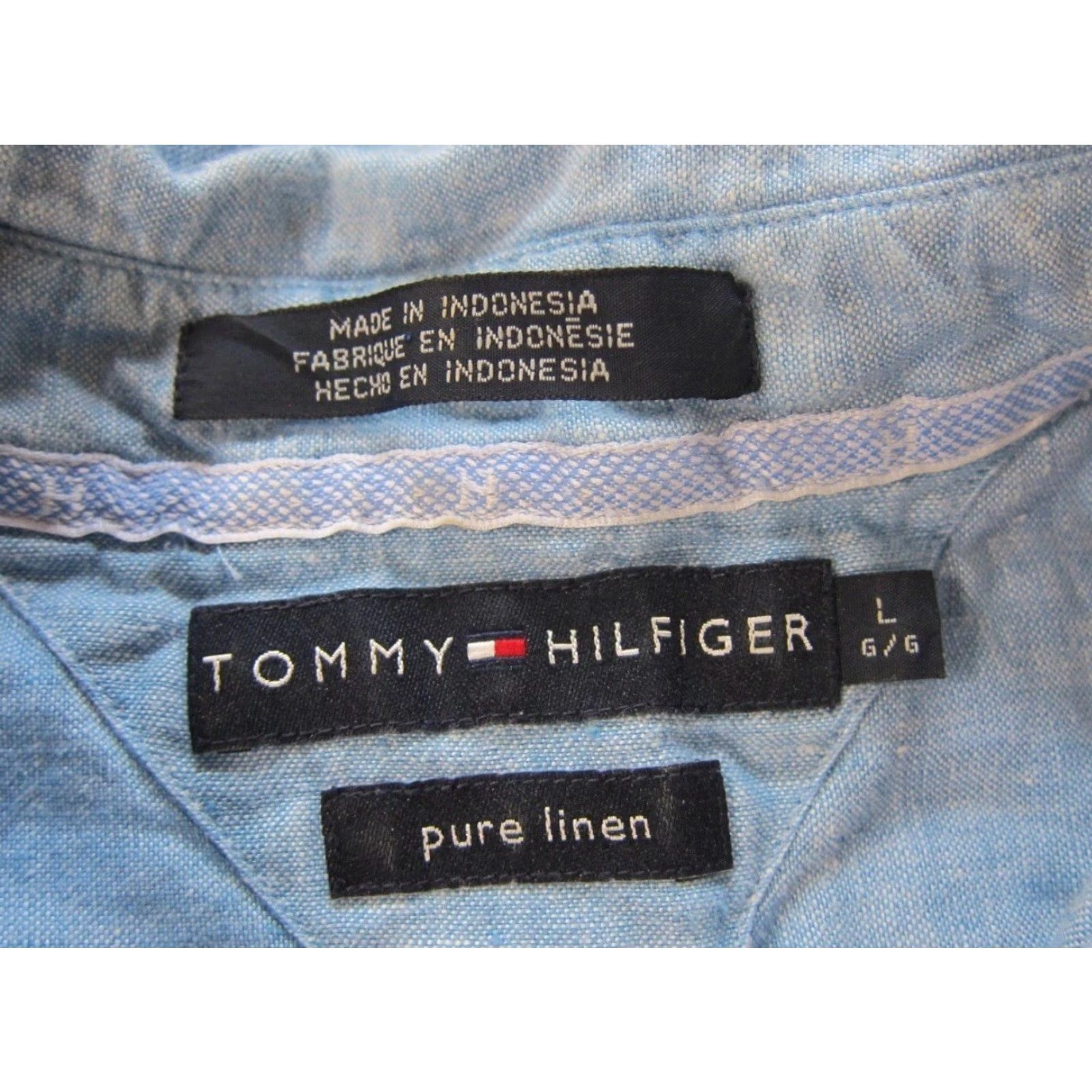 Tommy Hilfiger Tommy Hilfiger Shirt Men Large 100% Linen Chambray Blue Button Down Short Sleeve L Size US L / EU 52-54 / 3 - 3 Thumbnail