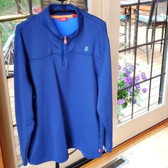 Izod Izod Graphic Logo Blue 1/4 Zip Long Sleeve Mock Neck Sz XL P Size US XL / EU 56 / 4 - 1 Thumbnail