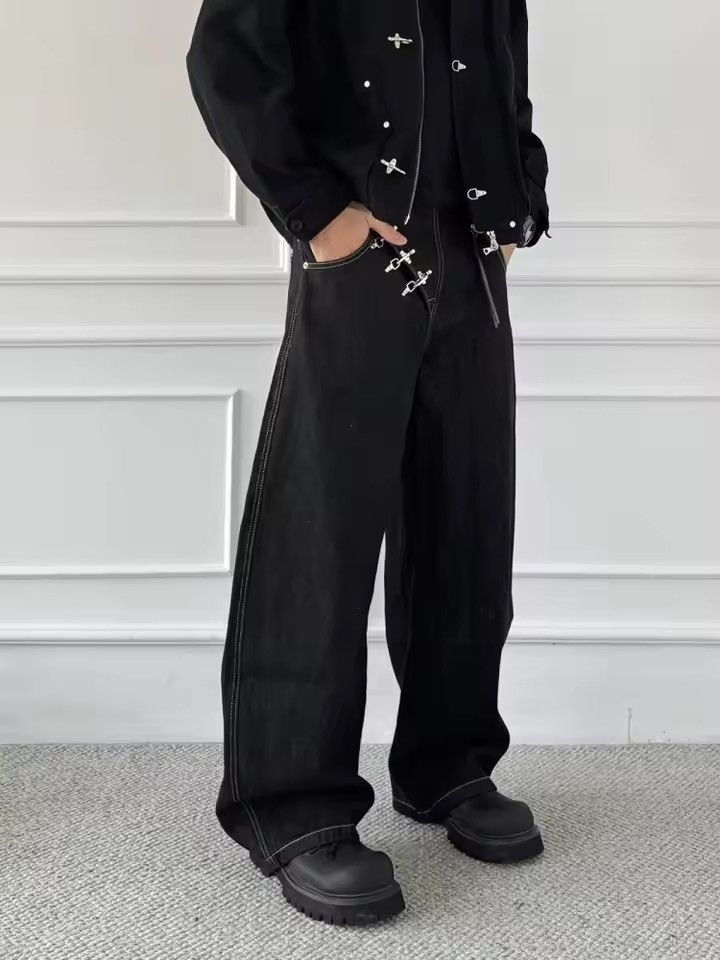 Jean xz denim Button Fly Black Luxury Baggy Jeans Pant Size US 31 - 8 Thumbnail
