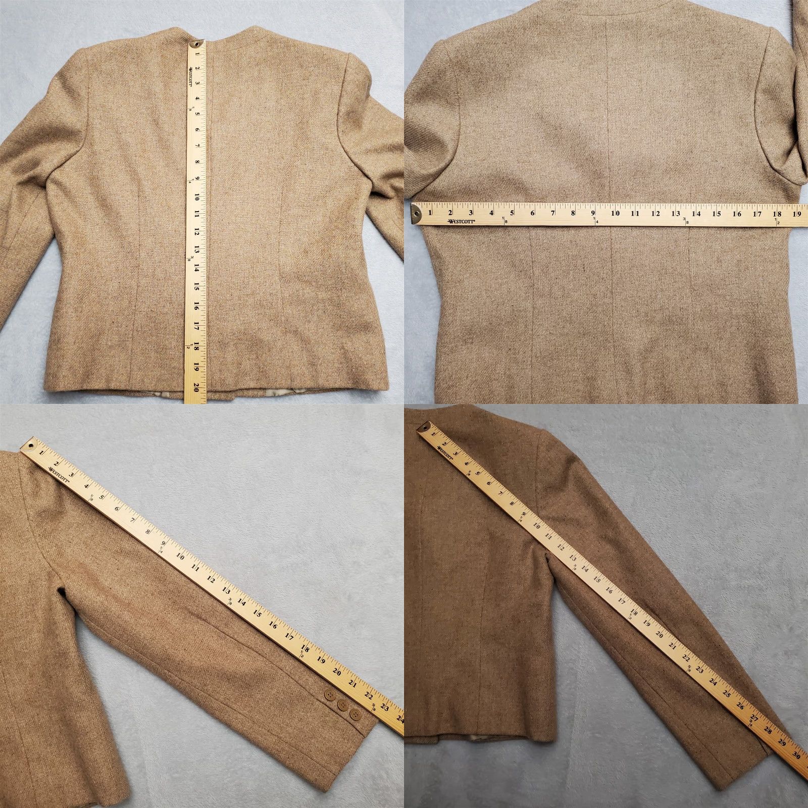 Vintage VINTAGE Grand Tier Blazer Jacket Womens 12 Light Brown Wool Blend Three Button Pockets Casual Modern 90s? Size XL / US 12-14 / IT 48-50 - 8 Thumbnail