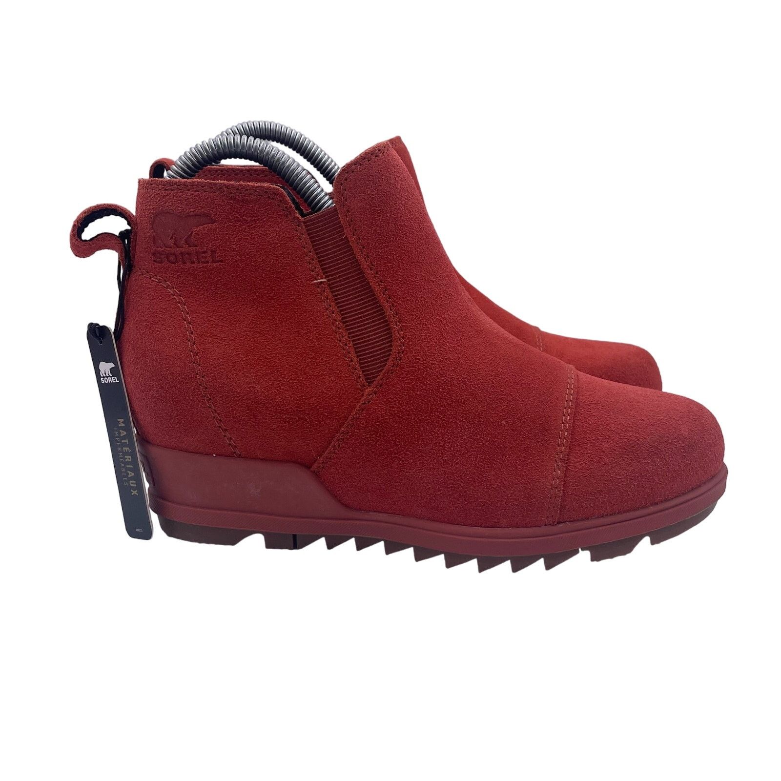 SOREL Sorel Evie Pull On Ankle Boots Suede Wedge Waterproof Red 7 Size US 7 / IT 37 - 2 Thumbnail
