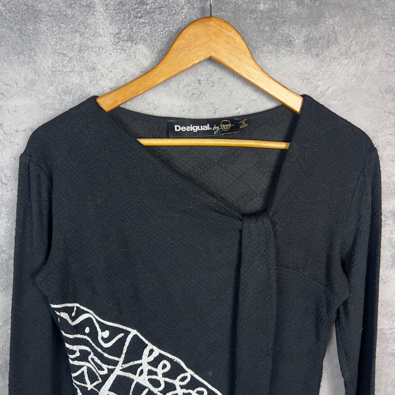 Desigual Desigual Blouse Women's Size M Black Viscos Long Sleeve` Size M / US 6-8 / IT 42-44 - 2 Thumbnail