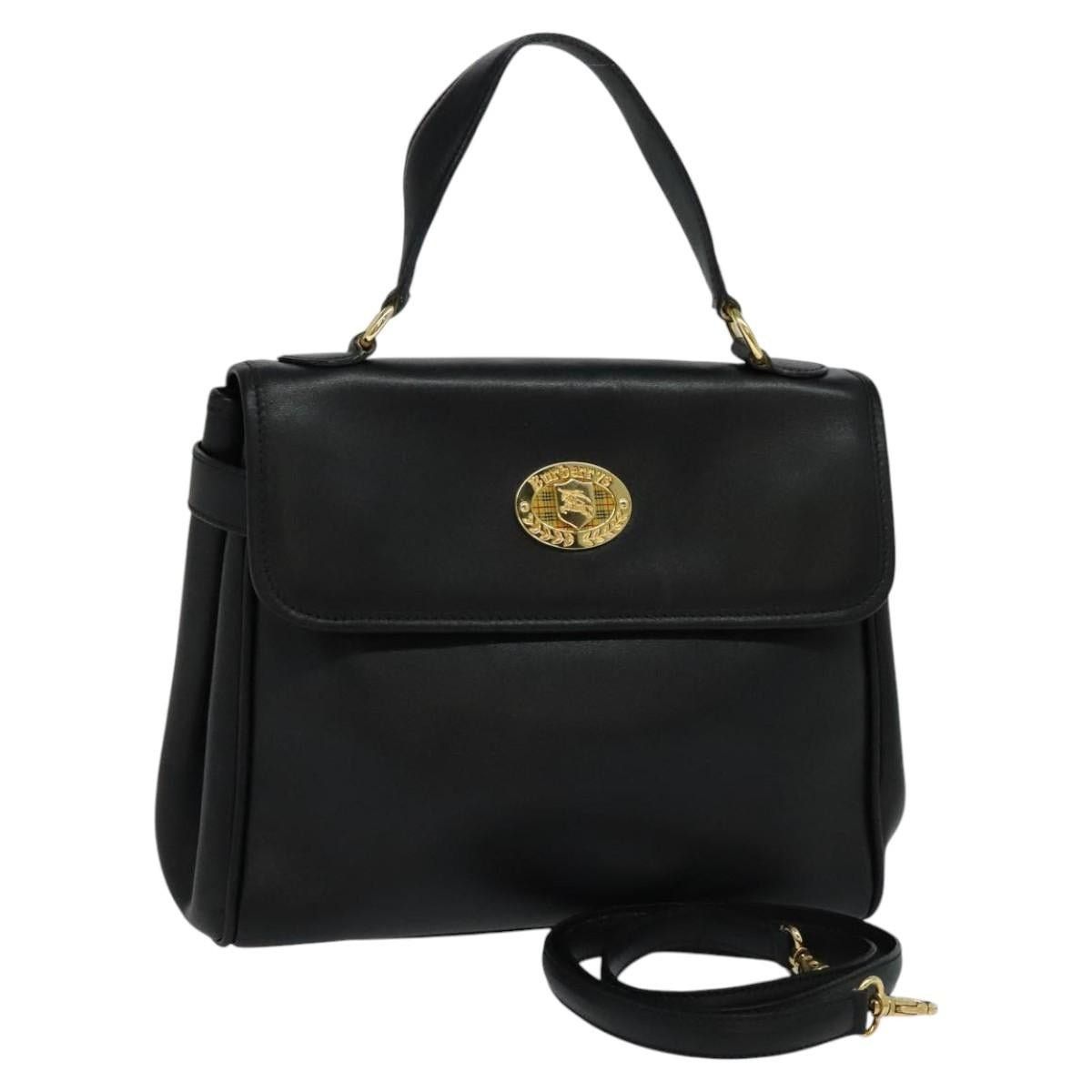 Burberry Hand Bag Leather Black