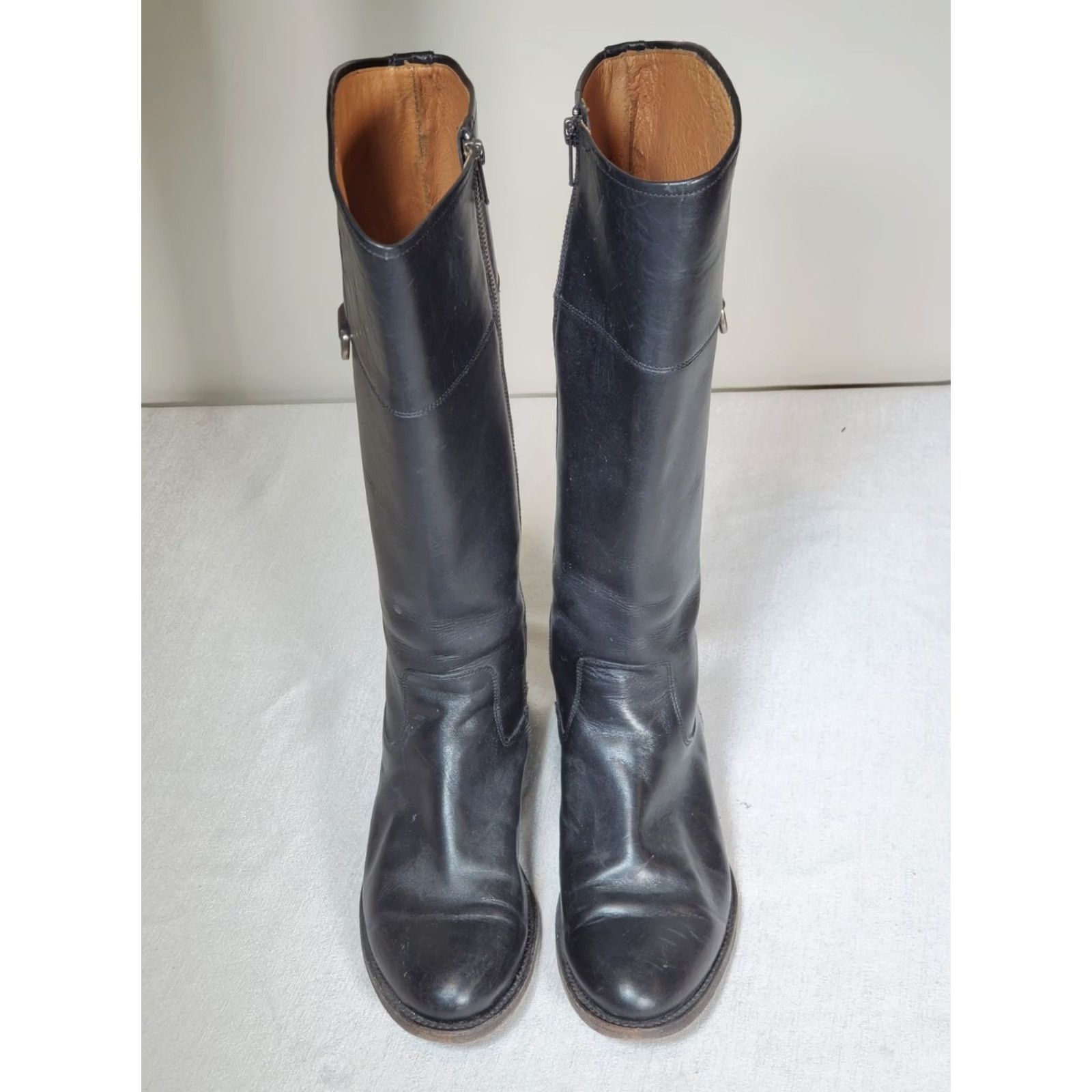 Frye FRYE Jayden D Ring Black Leather Tall Zip Riding Boots Women 8 B Knee High Block Heel Leather Lining Vintage: No Size US 8 / IT 38 - 7 Thumbnail