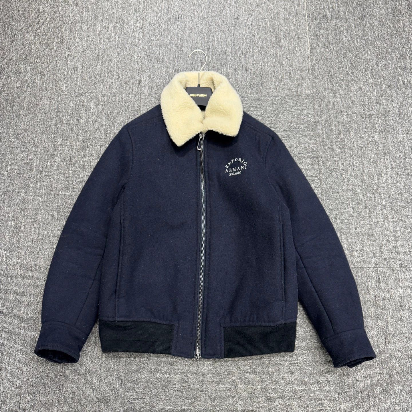Emporio Armani Blue Faux Fur Collar Zip-Up Jacket Size US M / EU 48-50 / 2 - 1 Thumbnail