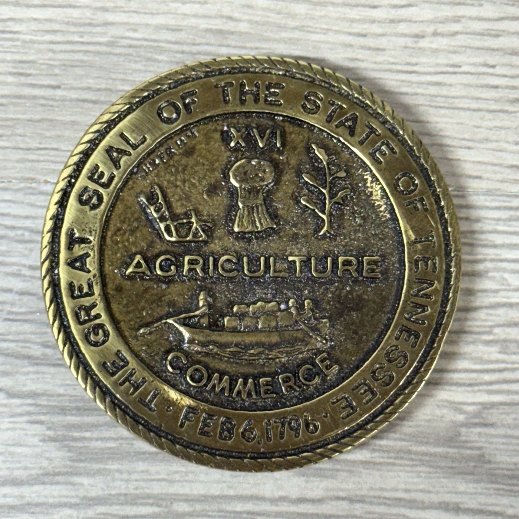 Vintage VINTAGE Brass The Great Seal of The State of Tennessee Belt Buckle 1976 Agriculture Size ONE SIZE - 5 Thumbnail