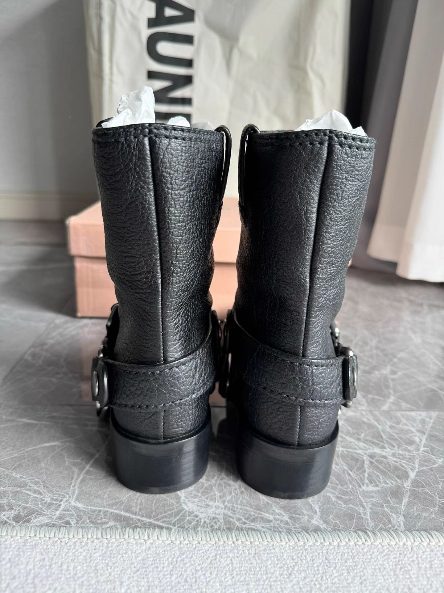 Miu Miu MiuMiu Black Biker Boots K6 Size US 6 / IT 36 - 4 Thumbnail