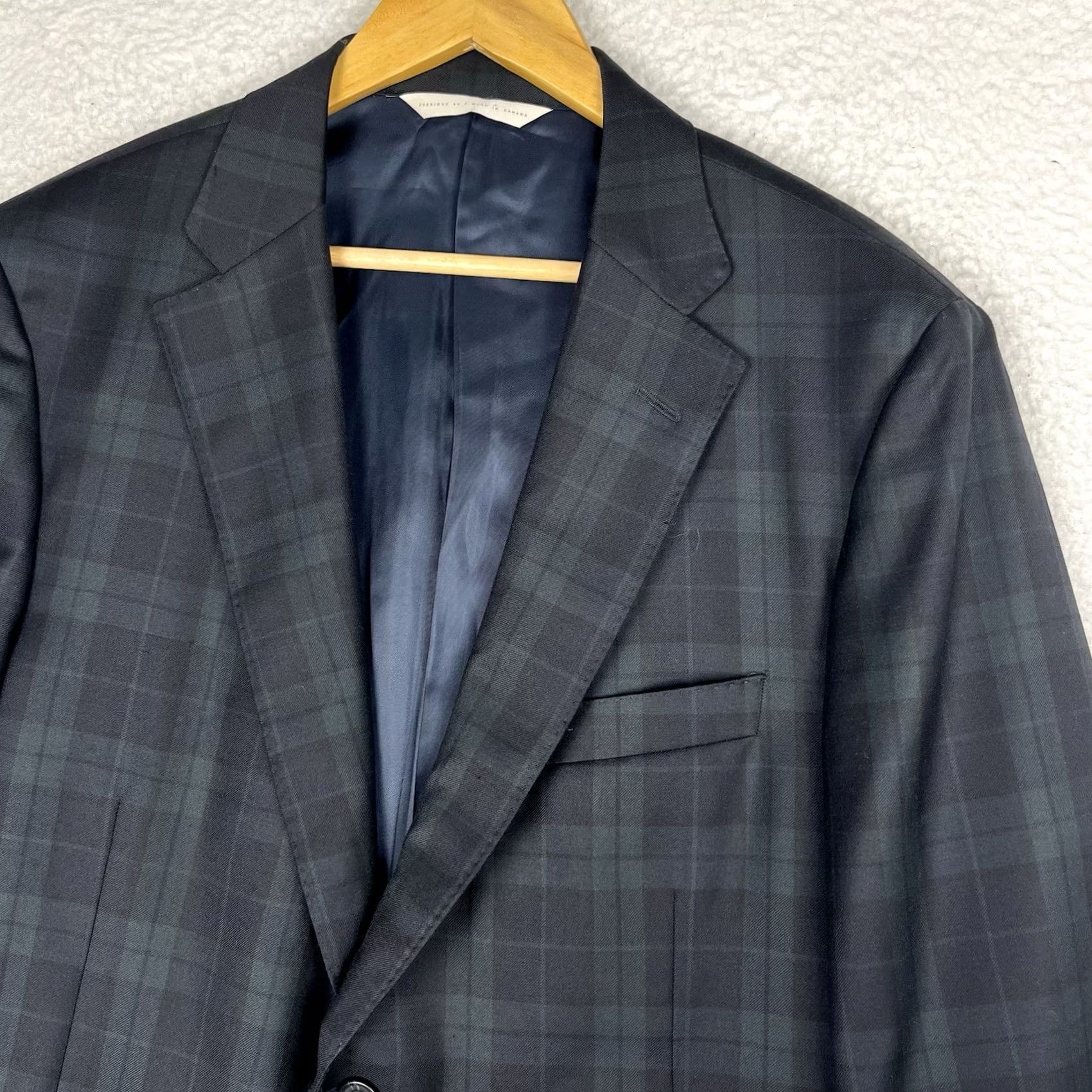 Loro Piana George Bass Jacket Mens 44 Loro Piana Wool Blazer 44R Black Watch Tartan Plaid Green Navy Size 44R - 2 Thumbnail