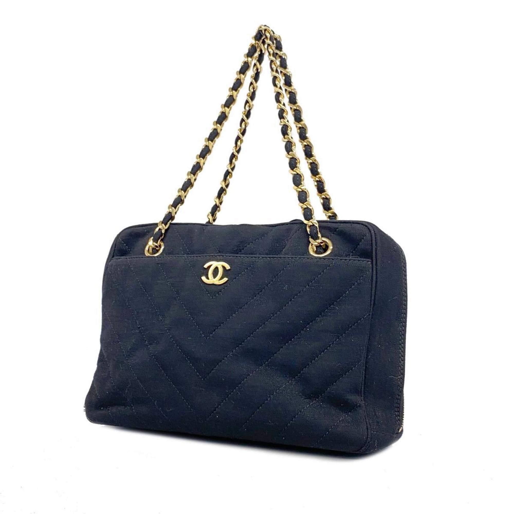 image of Chanel Handbag V-Stitch Cotton Black Ladies, Women's