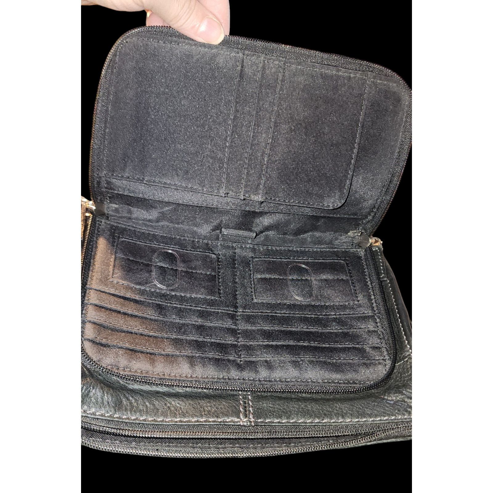 Fossil Vintage Fossil Shoulder Bag Black Leather Structured Pockets Size ONE SIZE - 3 Thumbnail
