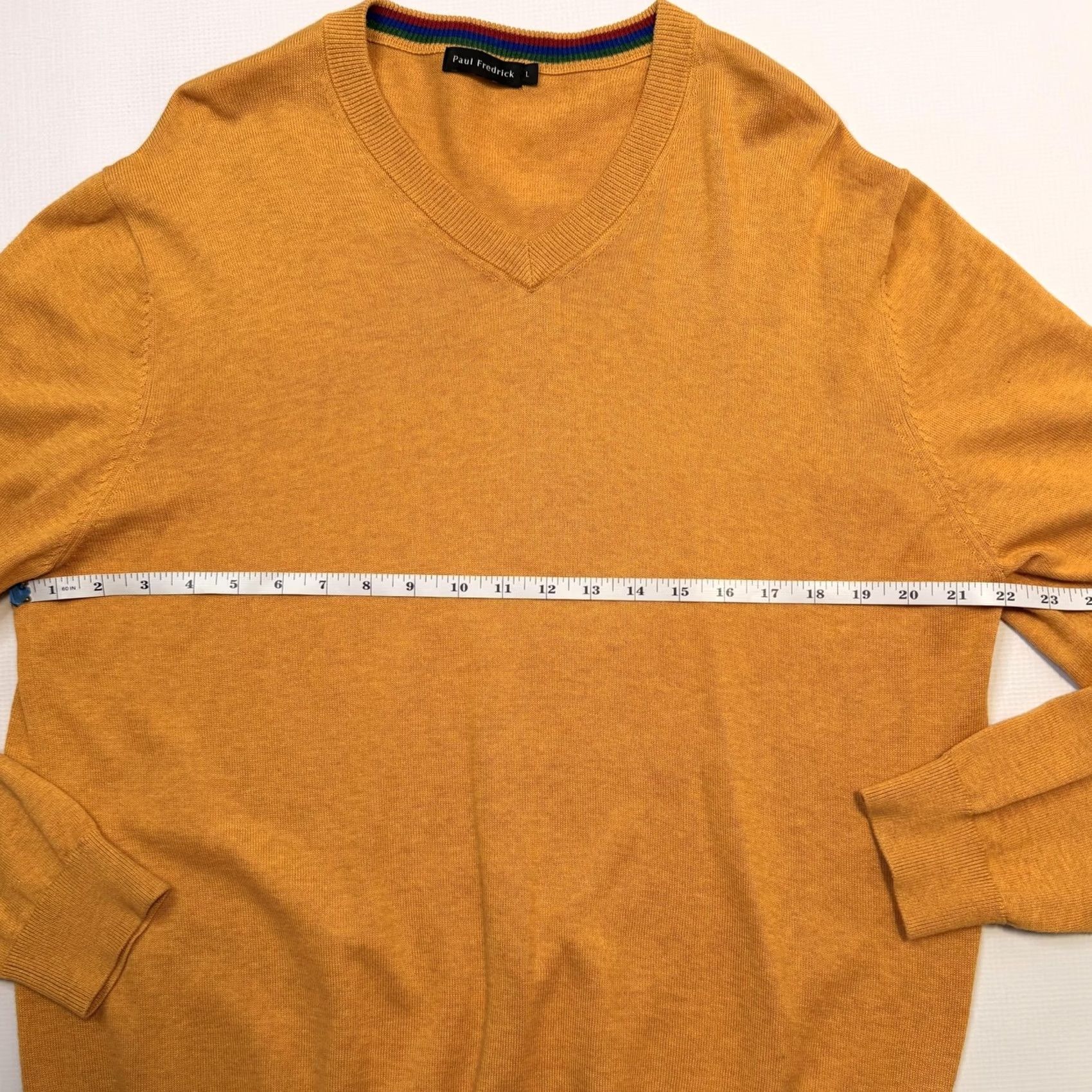 Vintage Paul Fredrick Sweater Mens Large Yellow V-Neck Supima Cotton Lightweight Knit Size US L / EU 52-54 / 3 - 7 Thumbnail