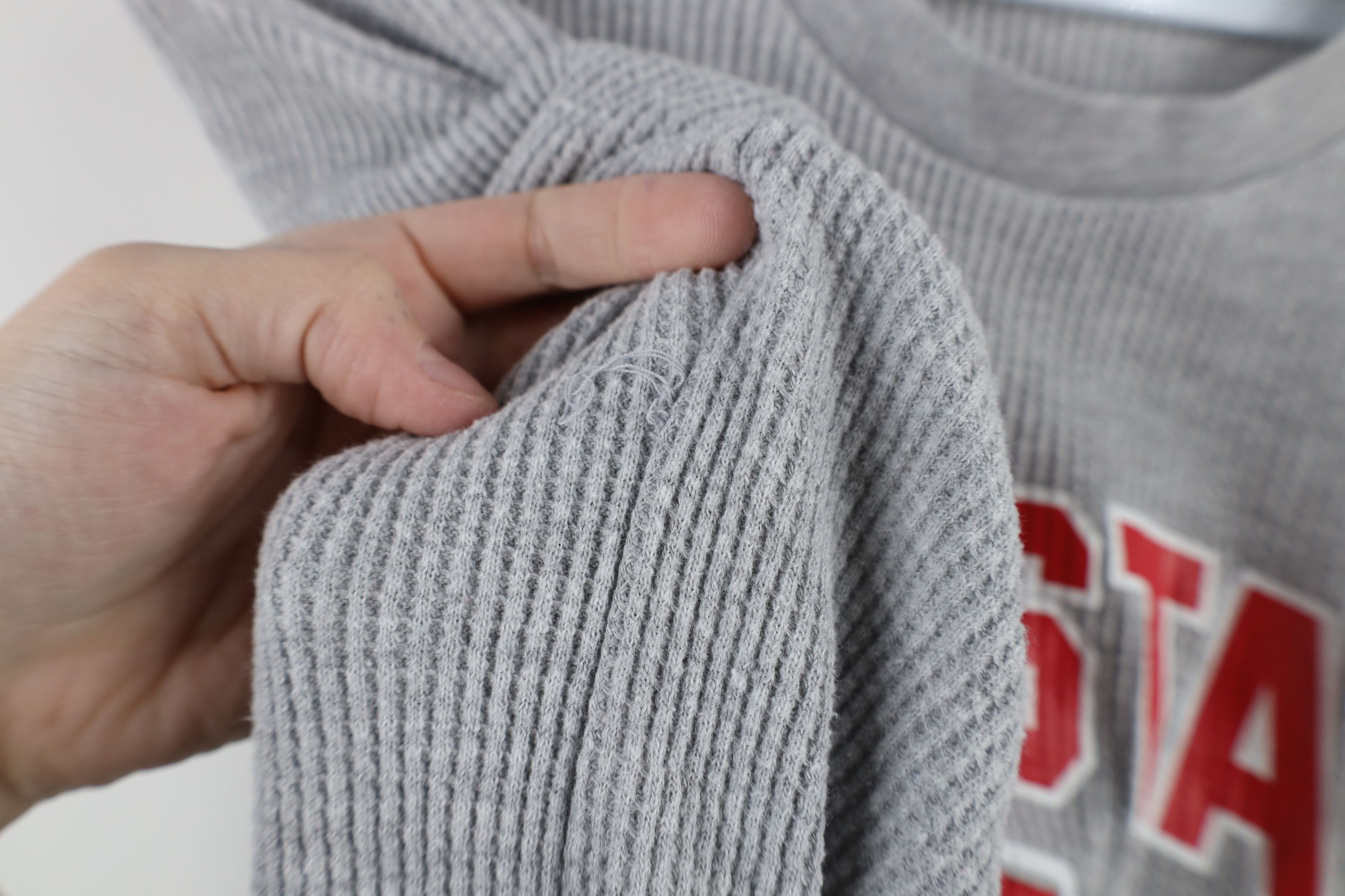 Vintage Vintage 90s University Waffle Knit Long Sleeve T-Shirt Size M / US 6-8 / IT 42-44 - 6 Thumbnail