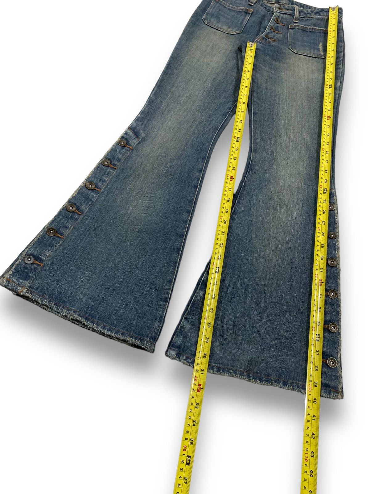 Le Grande Bleu (L.G.B.) Vintage Japanese Brand Mud Wash Flare Bell Bottom Jeans Size 27" / US 4 / IT 40 - 14 Thumbnail