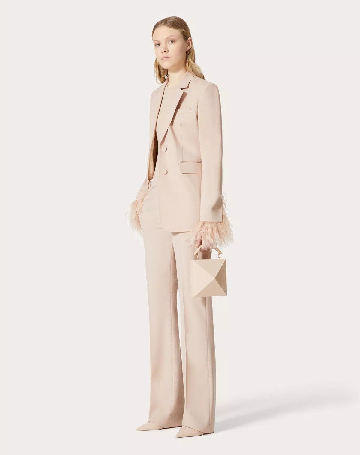 Valentino o1s1wg110426 Dry Tailoring Wool Embroidered Blazer in Sand Size XS / US 0-2 / IT 36-38 - 3 Thumbnail