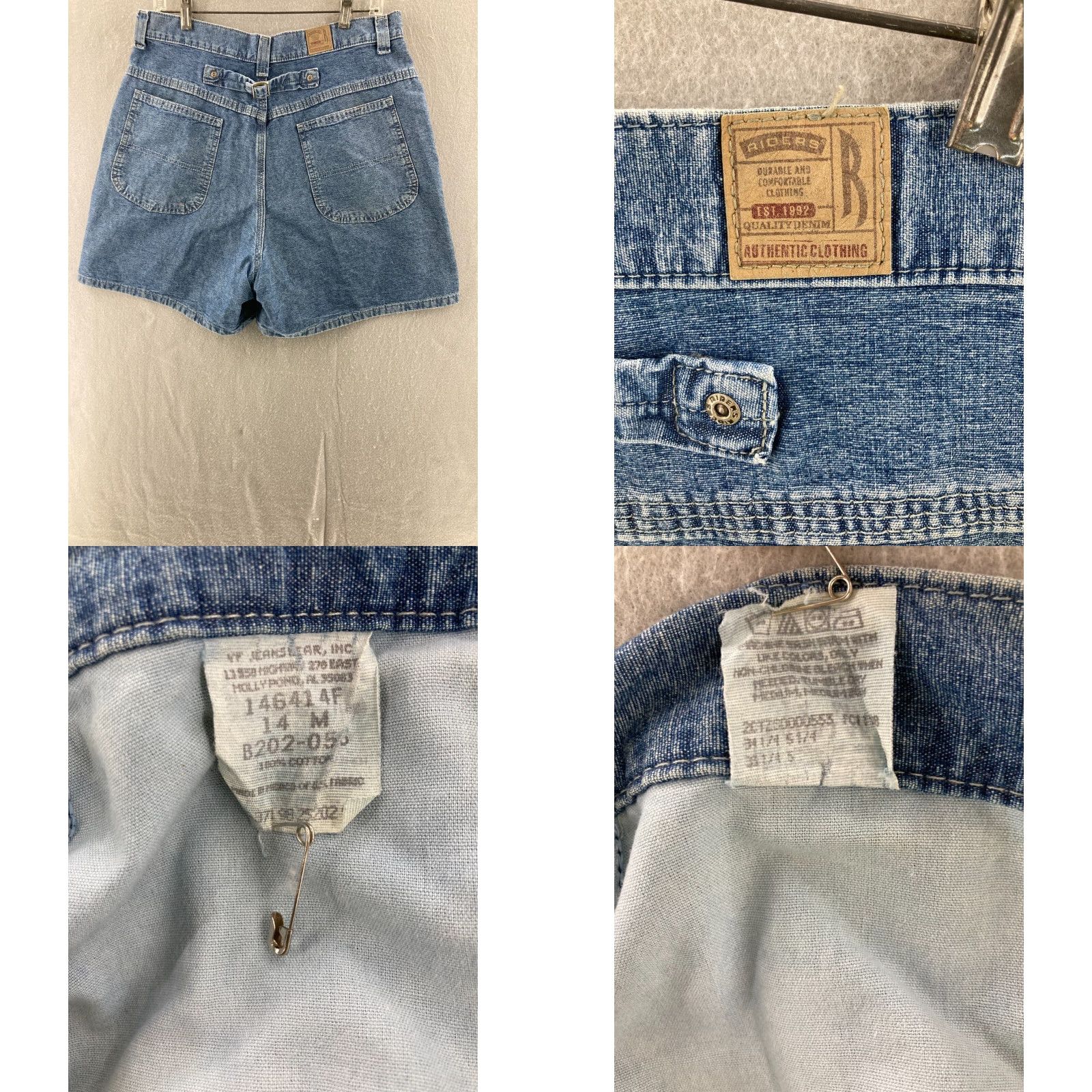 Vintage Riders Vintage 90s Blue Denim Jeans Shorts - 14 Girls, High Rise, 5-Pocket, 100% Cotton, Mom Style, Blue, Pants, Jeans, 90s Theme, Womens Size 36" / US 14 / IT 50 - 8 Thumbnail