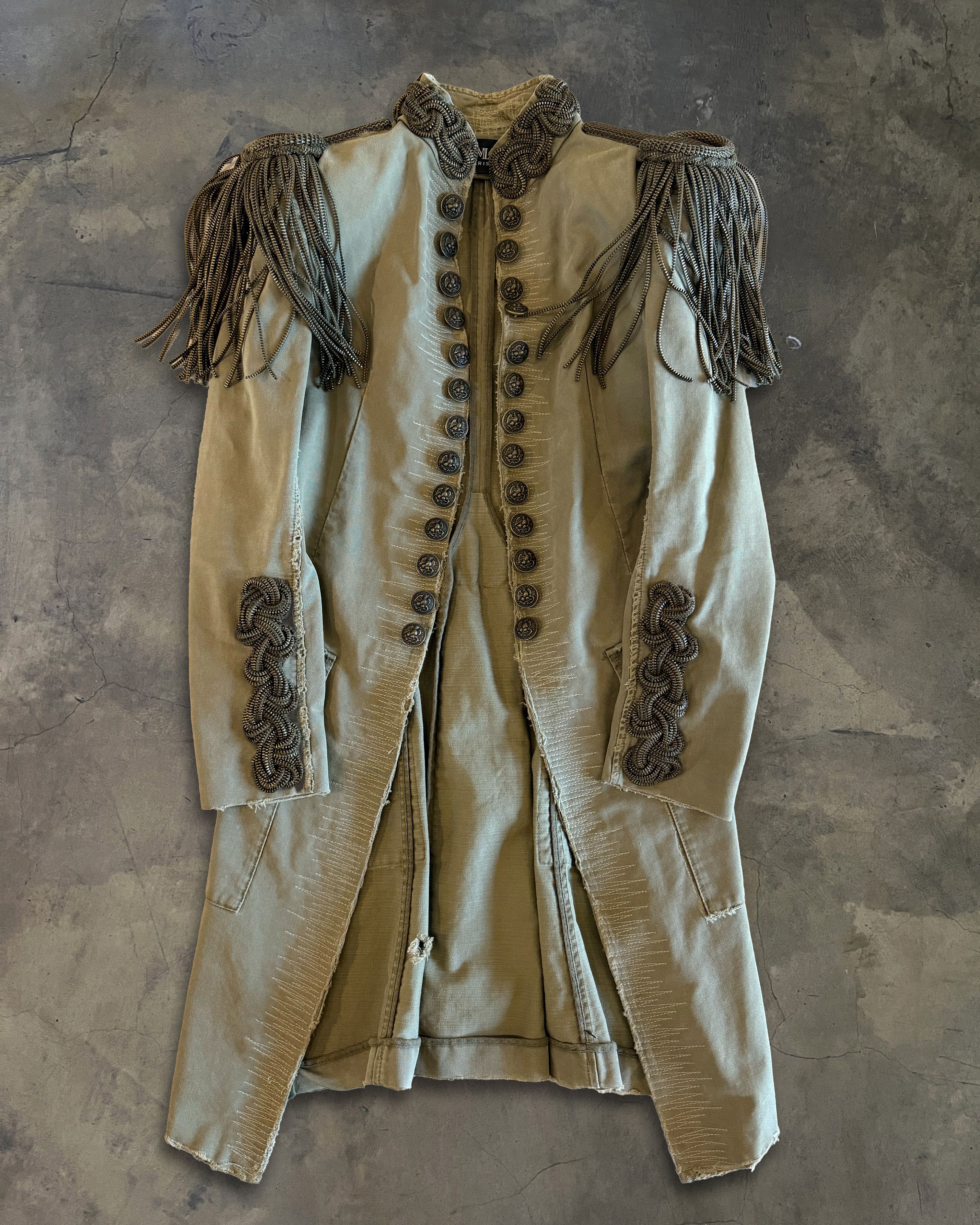 Balmain BALMAIN SS2010 RUNWAY CHAIN EPAULET MILITARY COAT Size US XXS / EU 40 - 1 Thumbnail