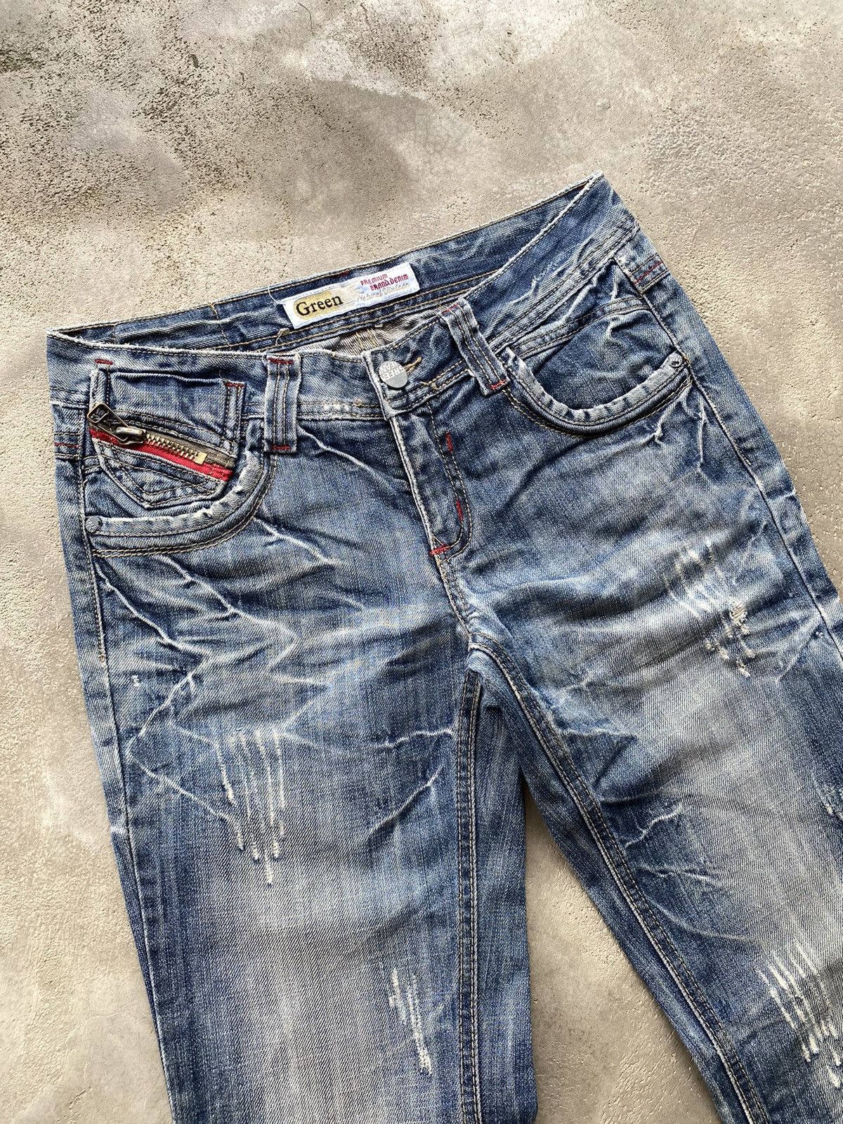 If Six Was Nine × Japanese Brand × Le Grande Bleu (L.G.B.) Green Natural Vintage Distressed Denim Jeans Size US 29 - 5 Thumbnail