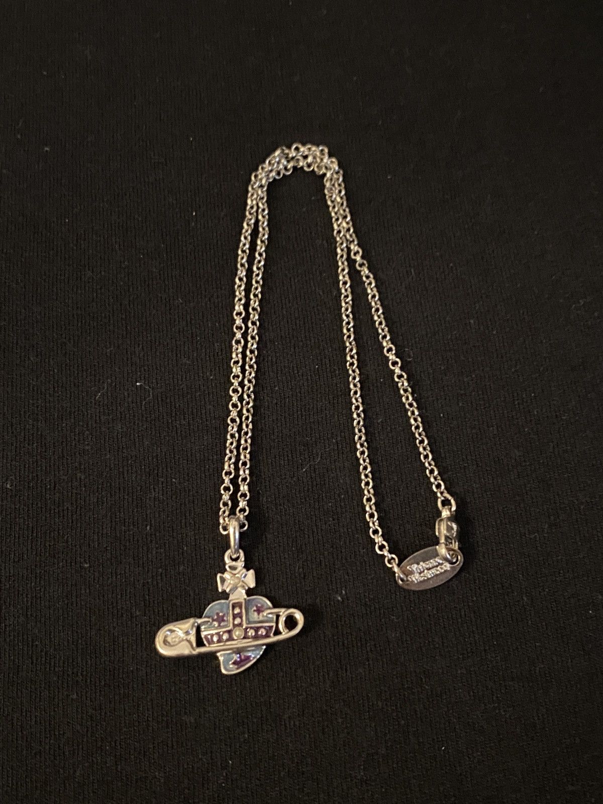 image of Vivienne Westwood Heart Pin Necklaces in Ash Silver, Men's