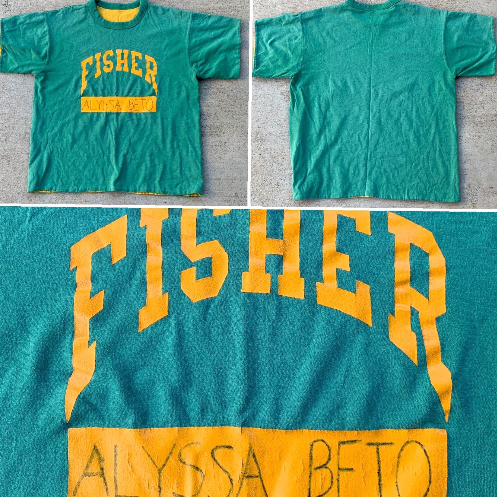 Vintage VINTAGE FISHER PE Shirt Reversible T-Shirt Graphic Tee Men S/M Green Short Sleeve Reversible Graphic Tee Size US S / EU 44-46 / 1 - 3 Thumbnail