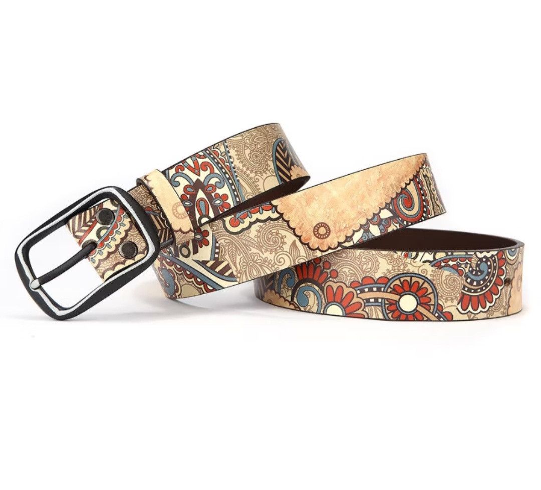 Japanese Brand 💥Unique print cowhide graffiti belt Size ONE SIZE - 1 Thumbnail