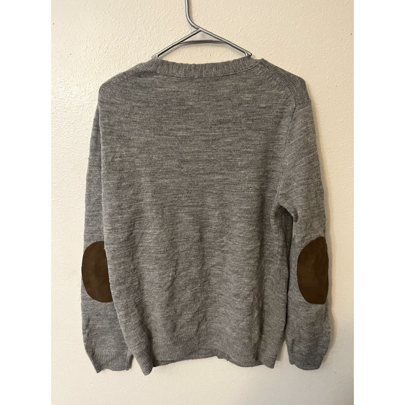 J.Crew J.CREW Cardigan Sweater Slim Fit Mens L V-Neck Gray Merino Wool Elbow Patches Size US L / EU 52-54 / 3 - 3 Thumbnail