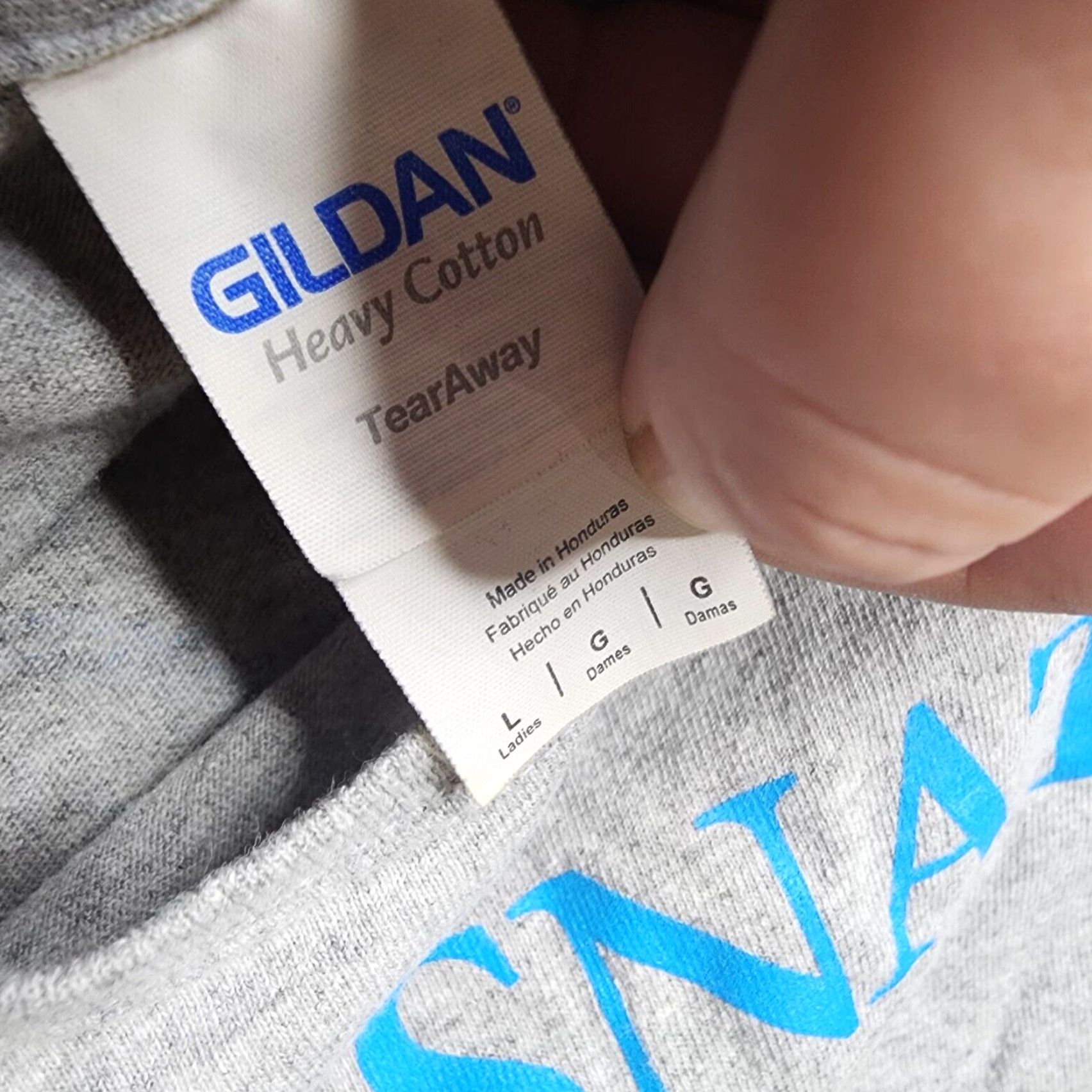 Gildan Gildan Funny Fishing Team T-Shirt Womens Slim Fit Large Gray Double-Sided Crew Neck Short Sleeve Size L / US 10 / IT 46 - 4 Thumbnail