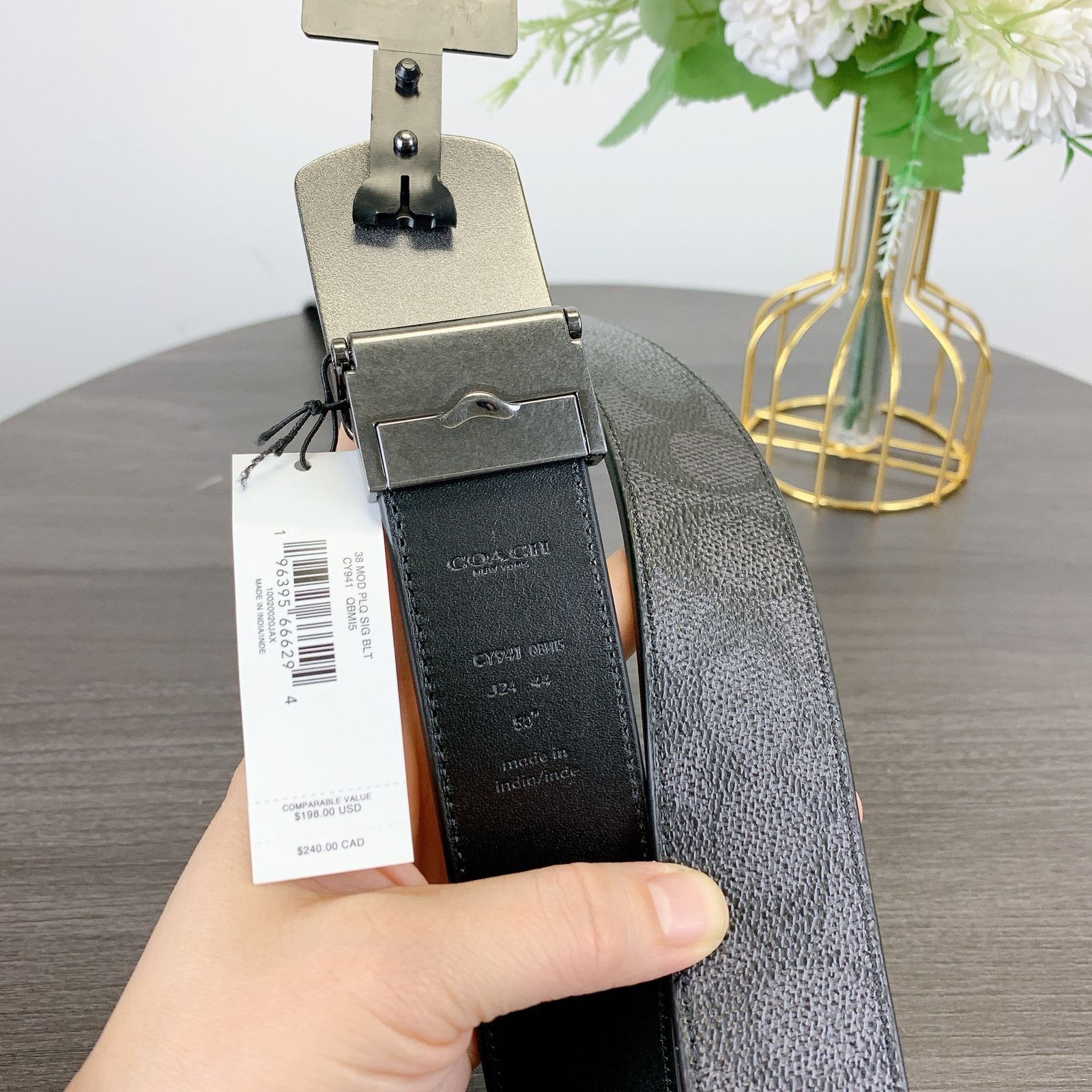 Coach Coach CY941 Plaque Buckle Cut Size Reversible Belt, 38 Mm Size ONE SIZE - 2 Thumbnail