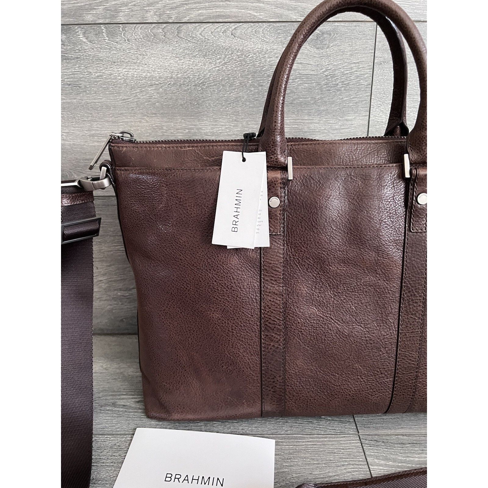 BRAHMIN Brahmin Beckett genuine leather men laptop bag B000514 Size 40 - 3 Thumbnail