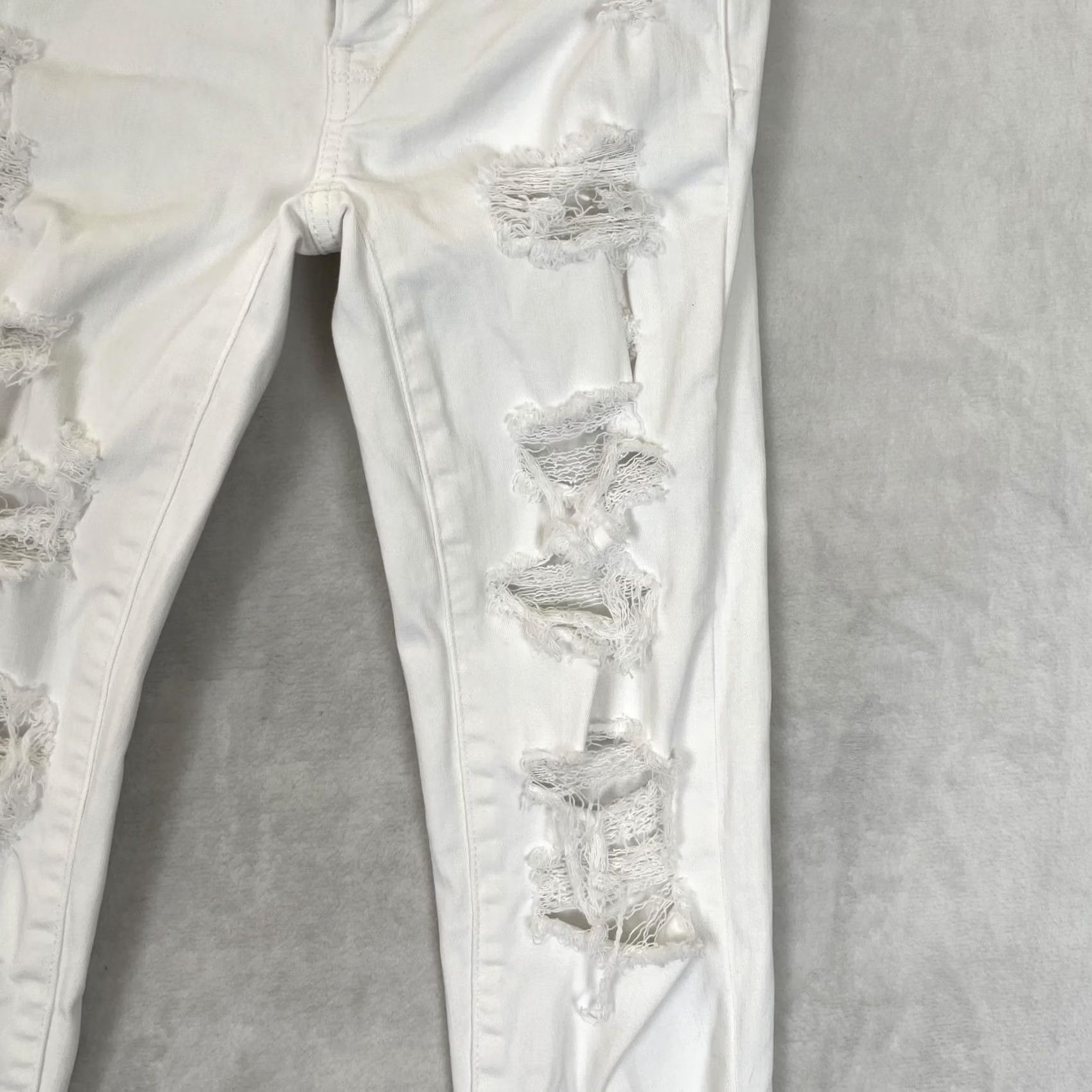 American Eagle Outfitters American Eagle Womens Jeans Jegging 00 Regular White Distressed Stretch Denim Size 24" / US 00 / IT 34 - 3 Thumbnail