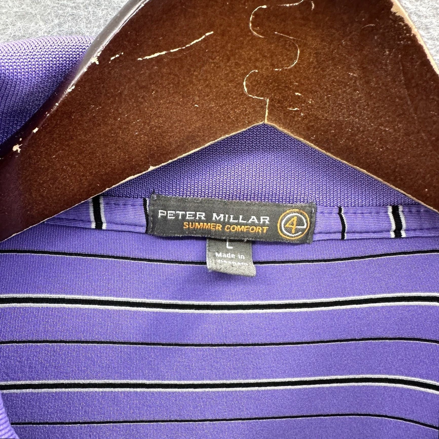 Footjoy FootJoy Polo Shirt Mens Large Purple Striped Golf Performance Coto De Caza READ Size US L / EU 52-54 / 3 - 5 Thumbnail