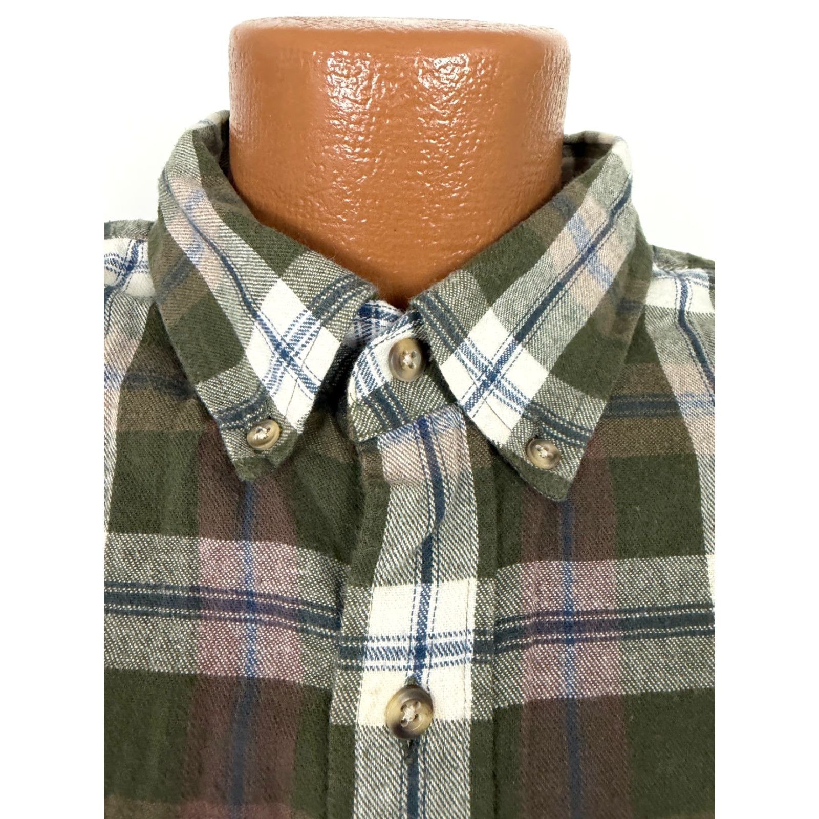 Roundtree & Yorke VINTAGE Roundtree & Yorke Flannel Shirt Men XL Olive Plaid Cotton 90s 90s Grunge Hipster Outdoor Preppy Button-Up Collared Long Sleeve Size US XL / EU 56 / 4 - 4 Thumbnail