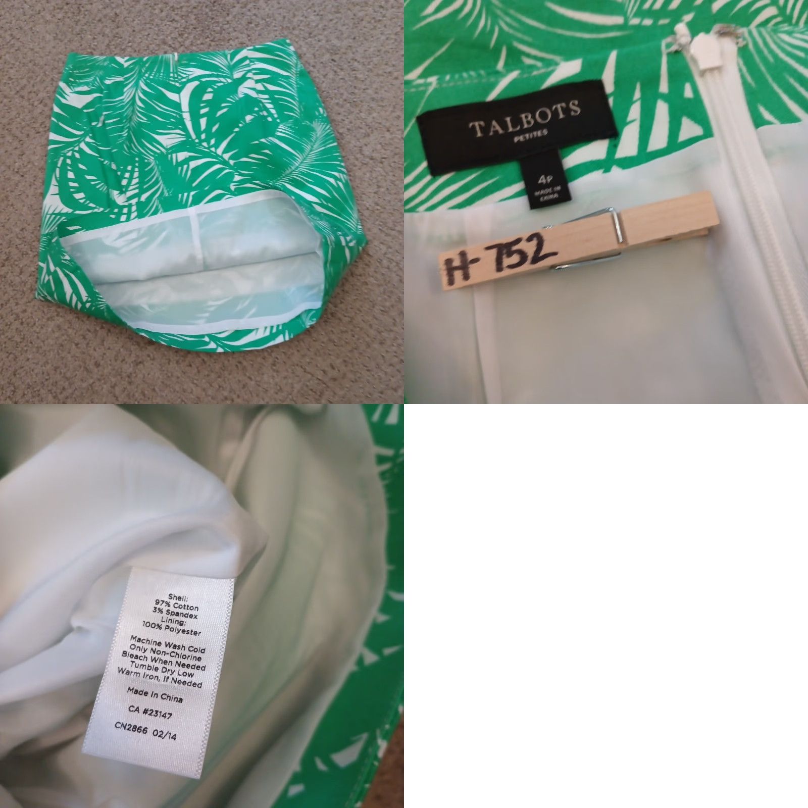 Talbots Talbots Skirt Petites 4P Green Floral Knee Length Pencil Lined Canvas Cotton Blend Swing Dress Pants? Size 27" / US 4 / IT 40 - 8 Thumbnail