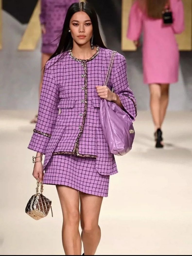 Chanel Chanel 22S purple plaid sequin slit jacket 2504-Nextarrow Size XS / US 0-2 / IT 36-38 - 9 Thumbnail