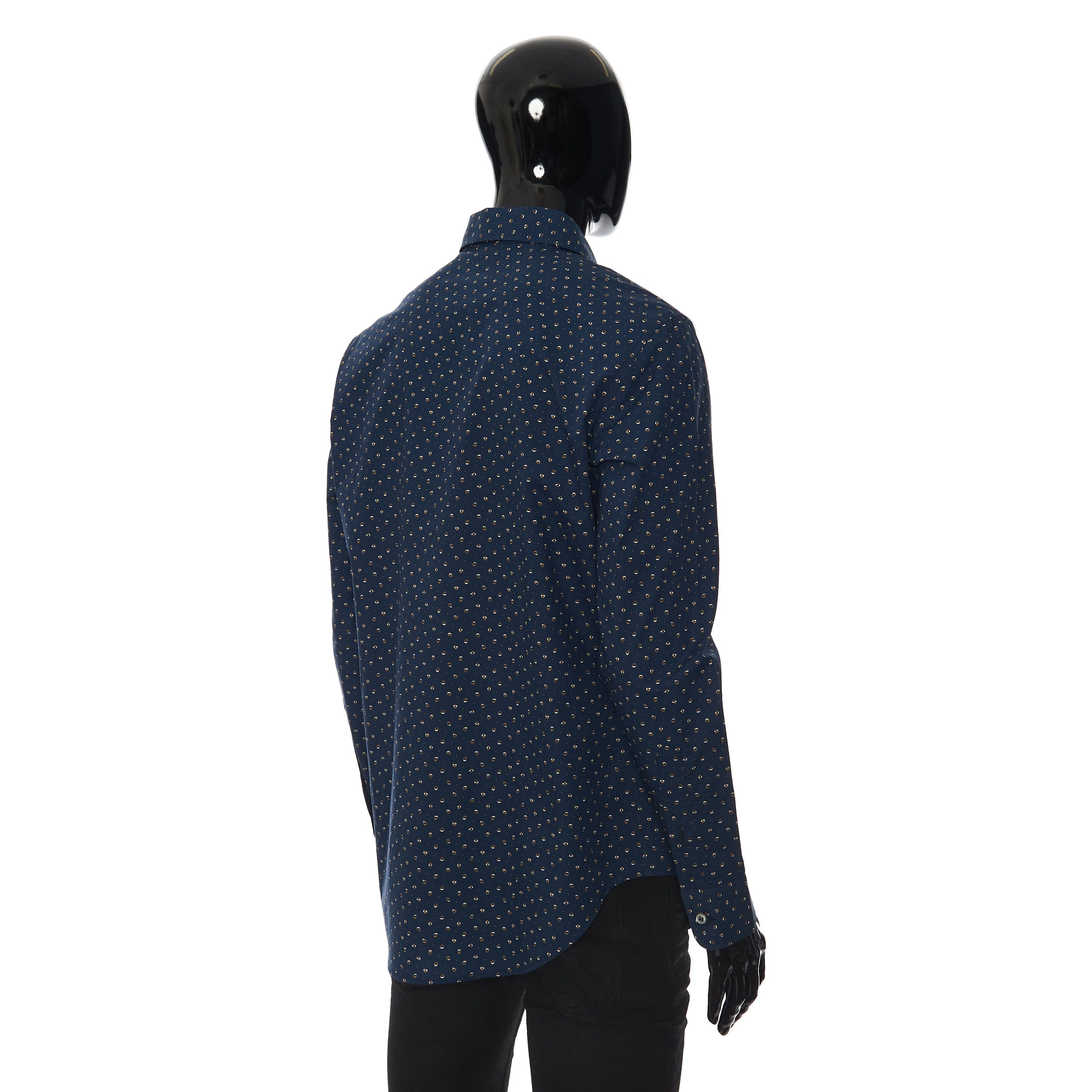 Brioni Longsleeve Fitted Shirt In Dark Blue Printed Cotton Size US M / EU 48-50 / 2 - 6 Thumbnail