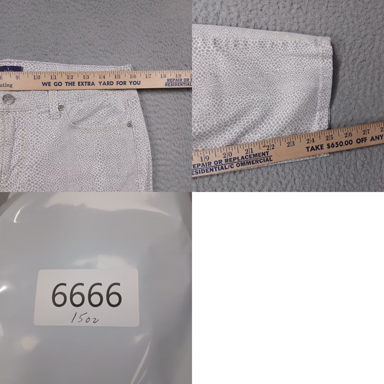 NYDJ NYDJ Jeans Womens 10P Cropped Skinny Cream Pattern Lift Tuck USA Size 32" / US 10 / IT 46 - 8 Thumbnail