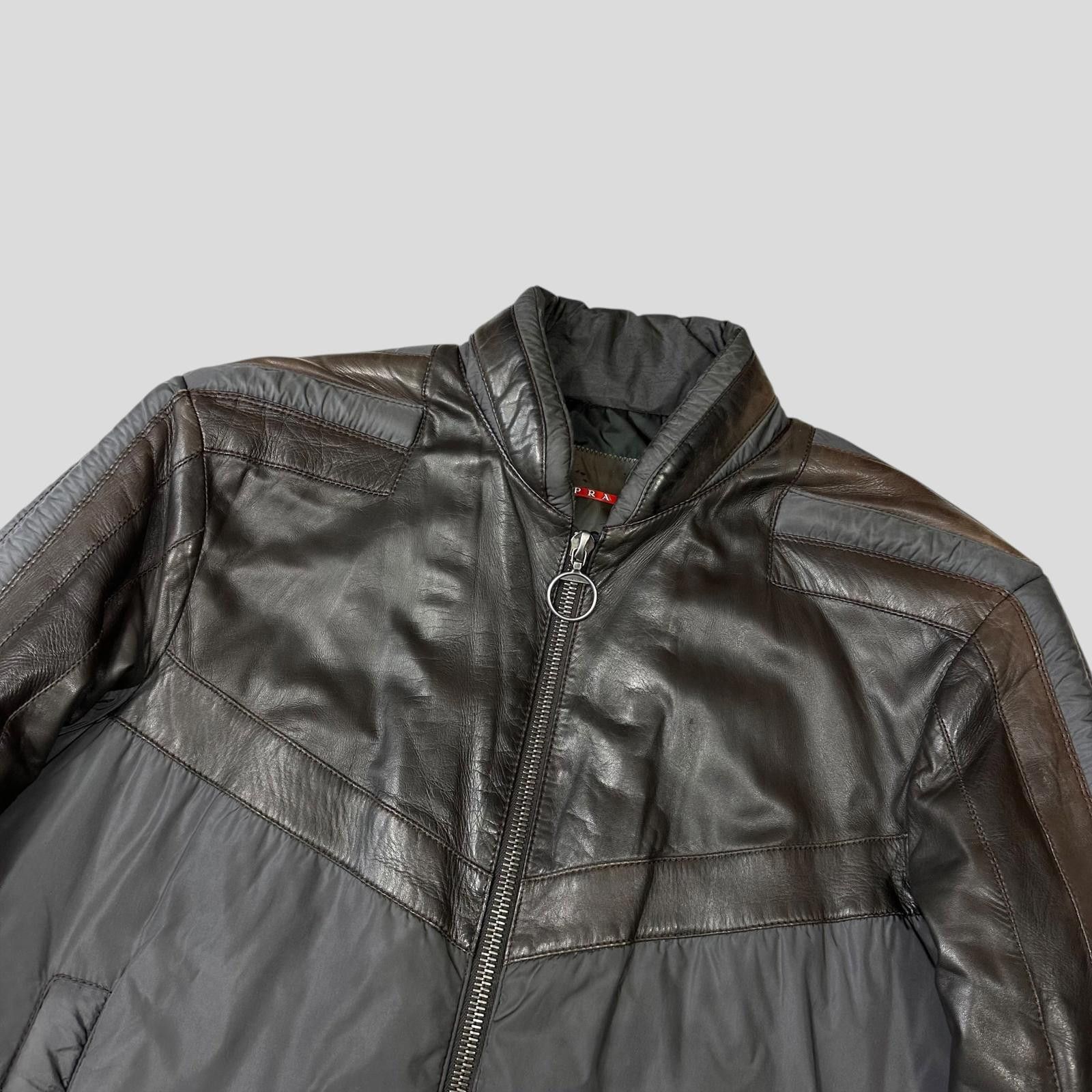Prada Prada Sport 00’s Leather Nylon 3D Panelled Puffer Jacket M/L Size US M / EU 48-50 / 2 - 3 Thumbnail